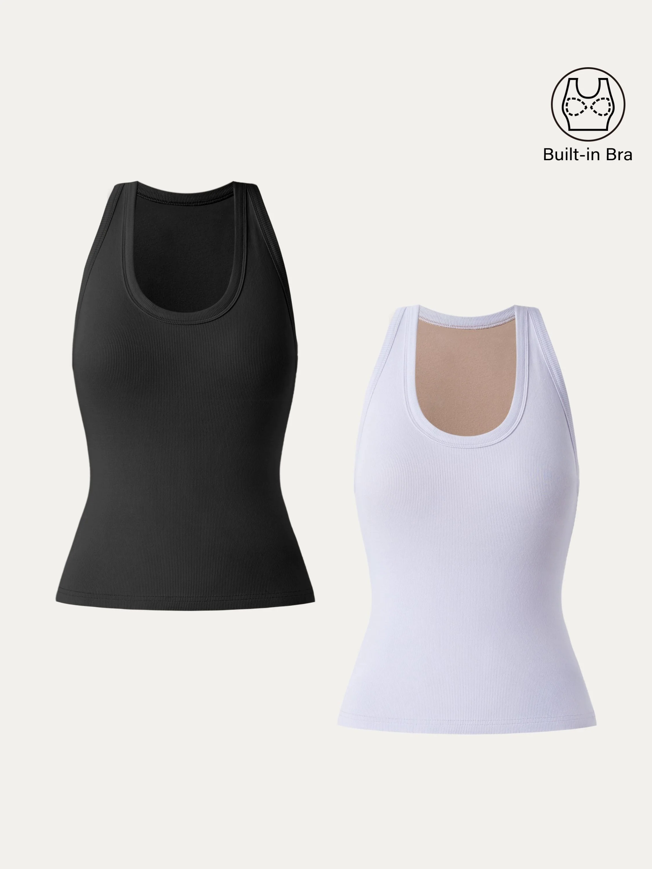 Stretch Cotton U-neck Racer Back Brami Tank Stretch Cotton U-neck Racer Back Brami Tank