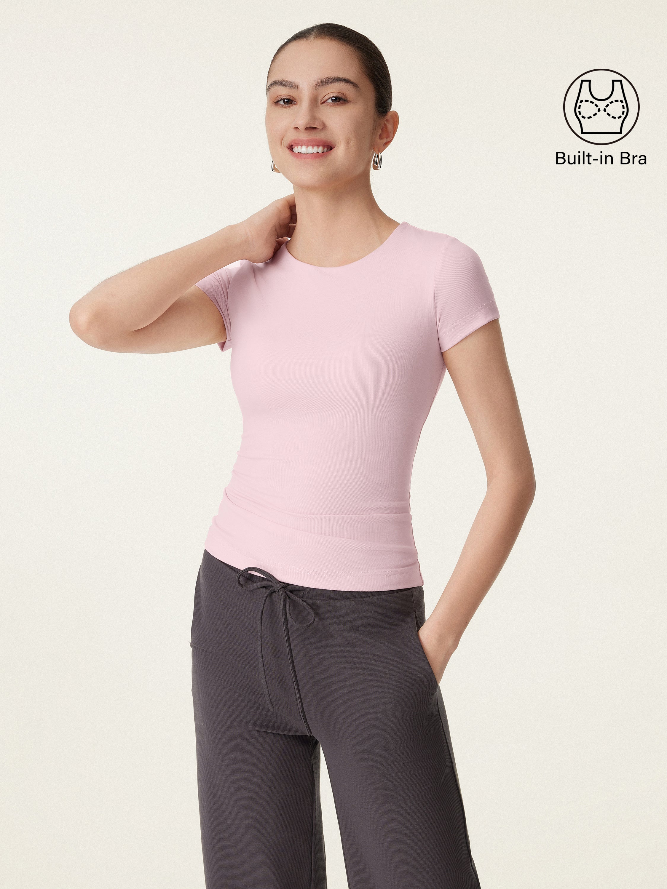 Crewneck Slimming Short Sleeve New Airy Brami Crewneck Slimming Short Sleeve New Airy Brami