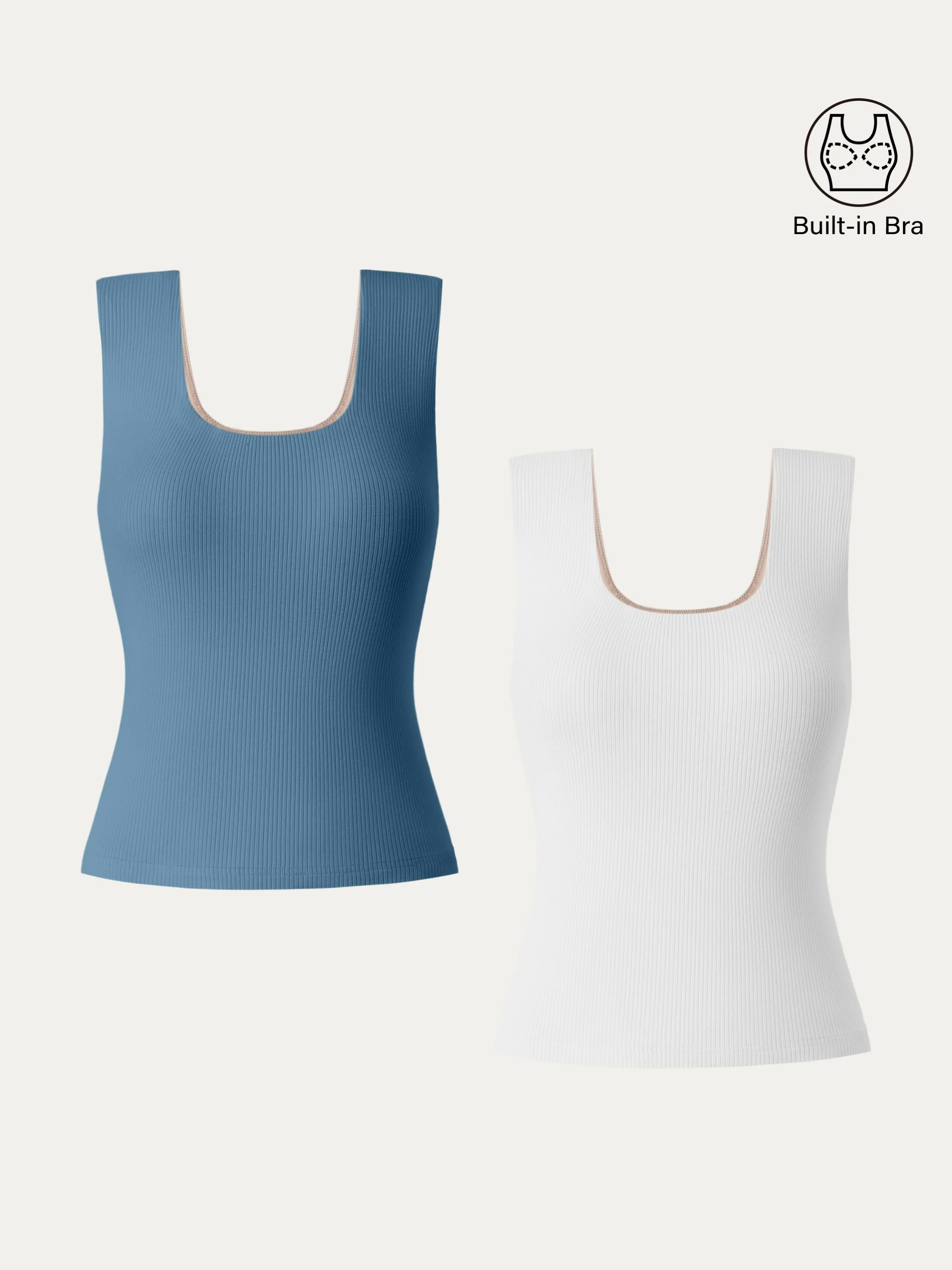 Stretch Cotton Wide Strap Ribbed Brami Tank Stretch Cotton Wide Strap Ribbed Brami Tank