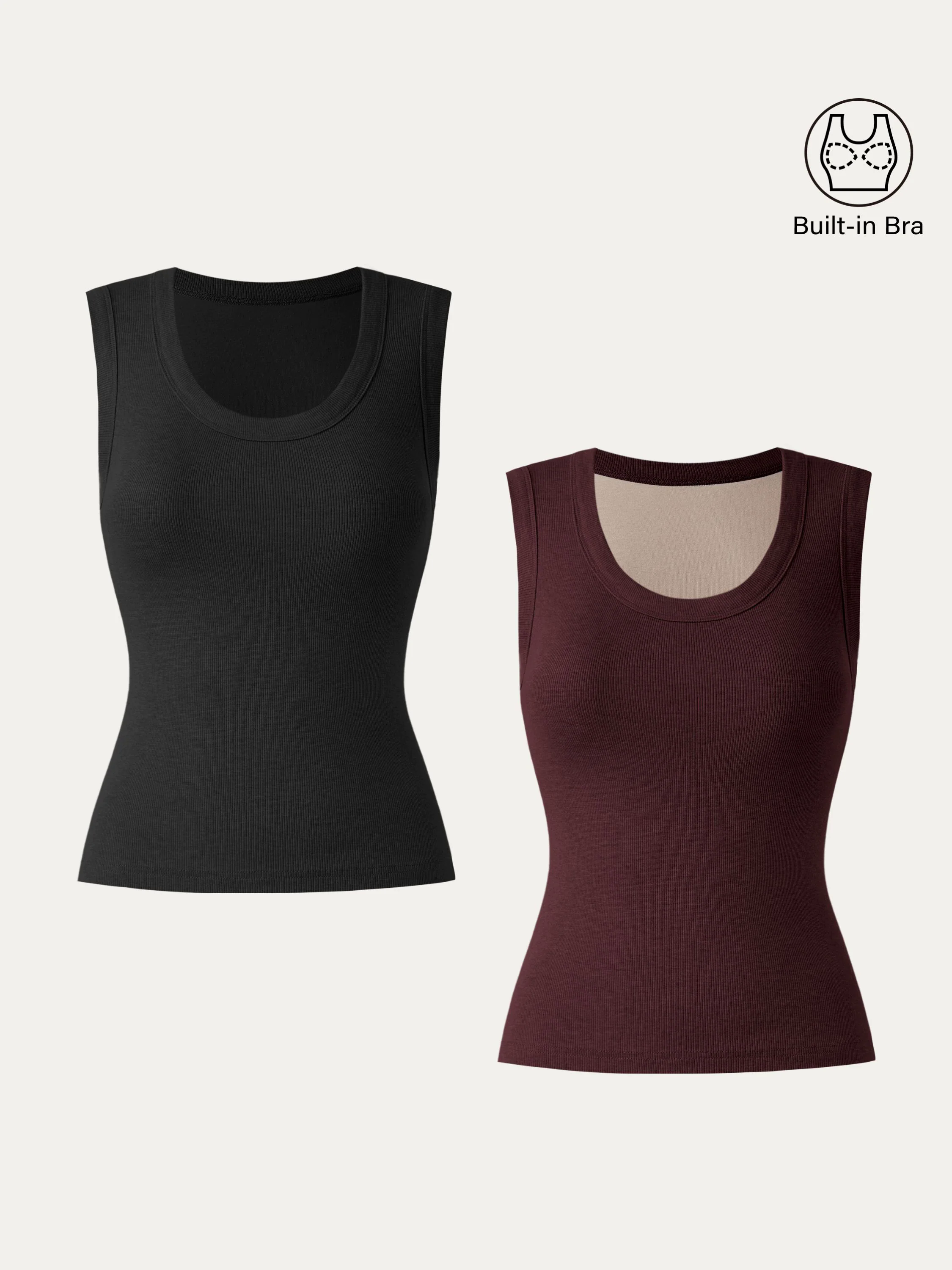 2Pcs Set Stretch Cotton Scoopneck New Airy Brami Tank 2Pcs Set Stretch Cotton Scoopneck New Airy Brami Tank