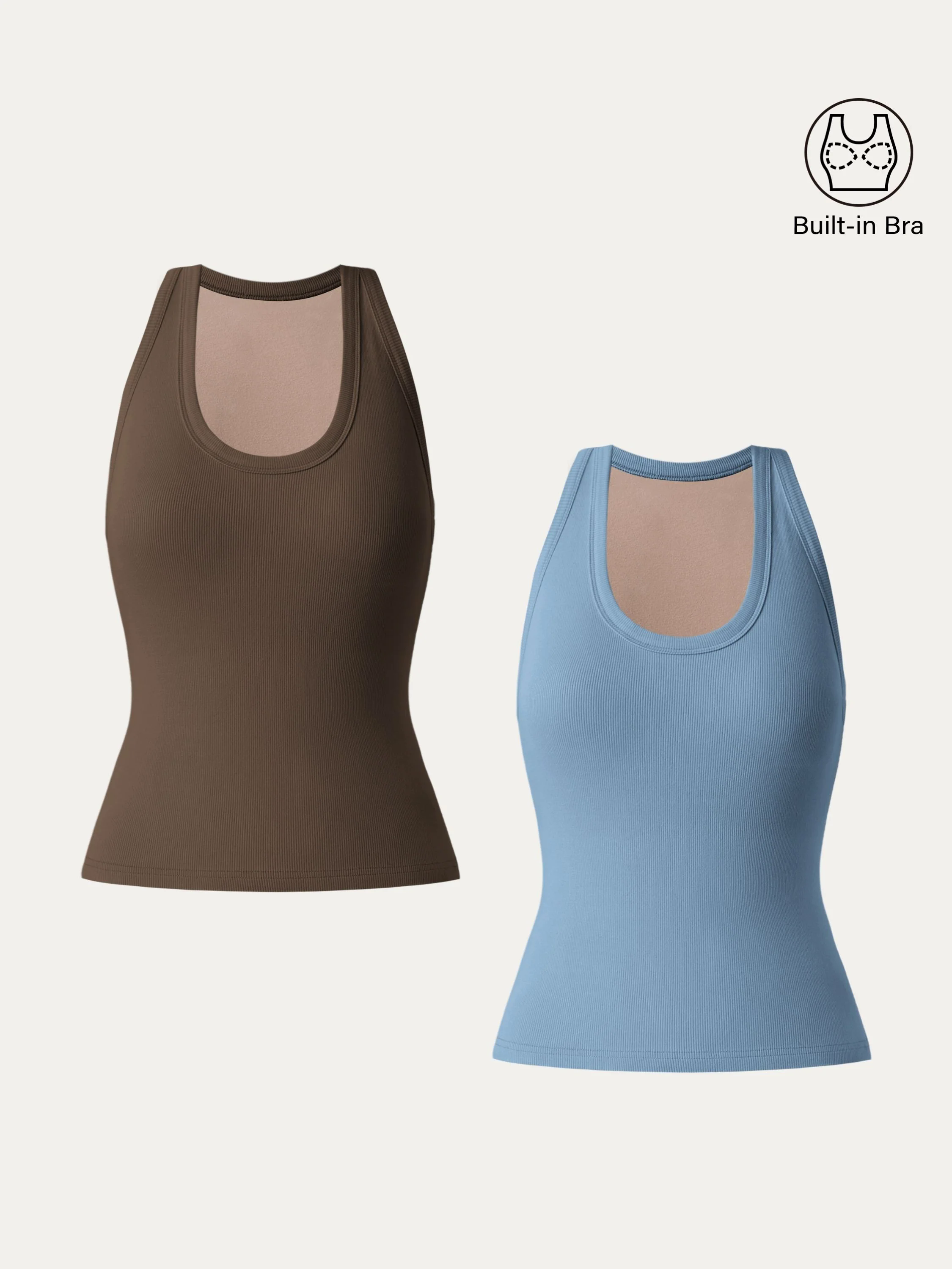 Stretch Cotton U-neck Racer Back Brami Tank Stretch Cotton U-neck Racer Back Brami Tank