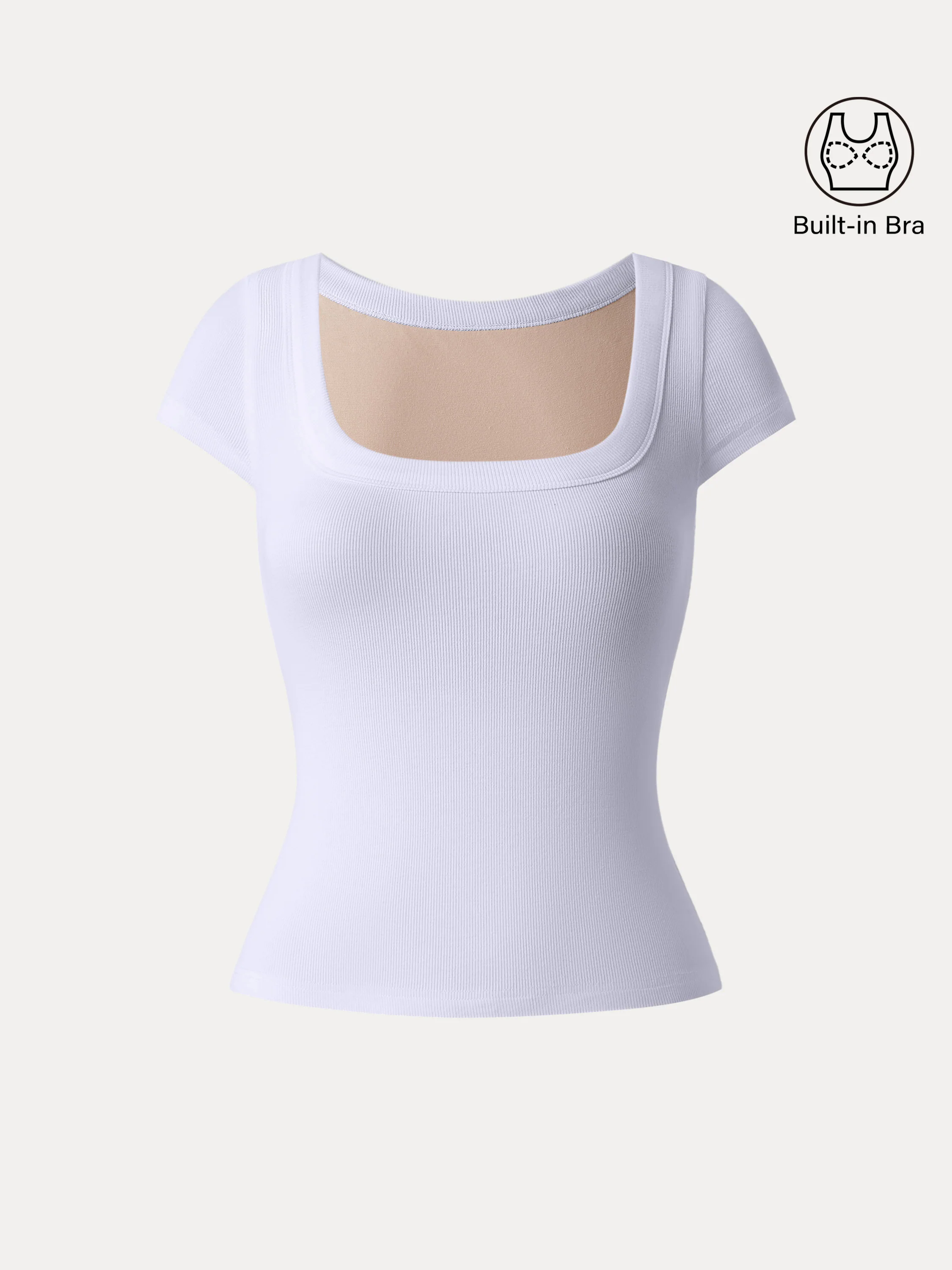 Stretch Cotton Square Neck Cap Sleeve Brami