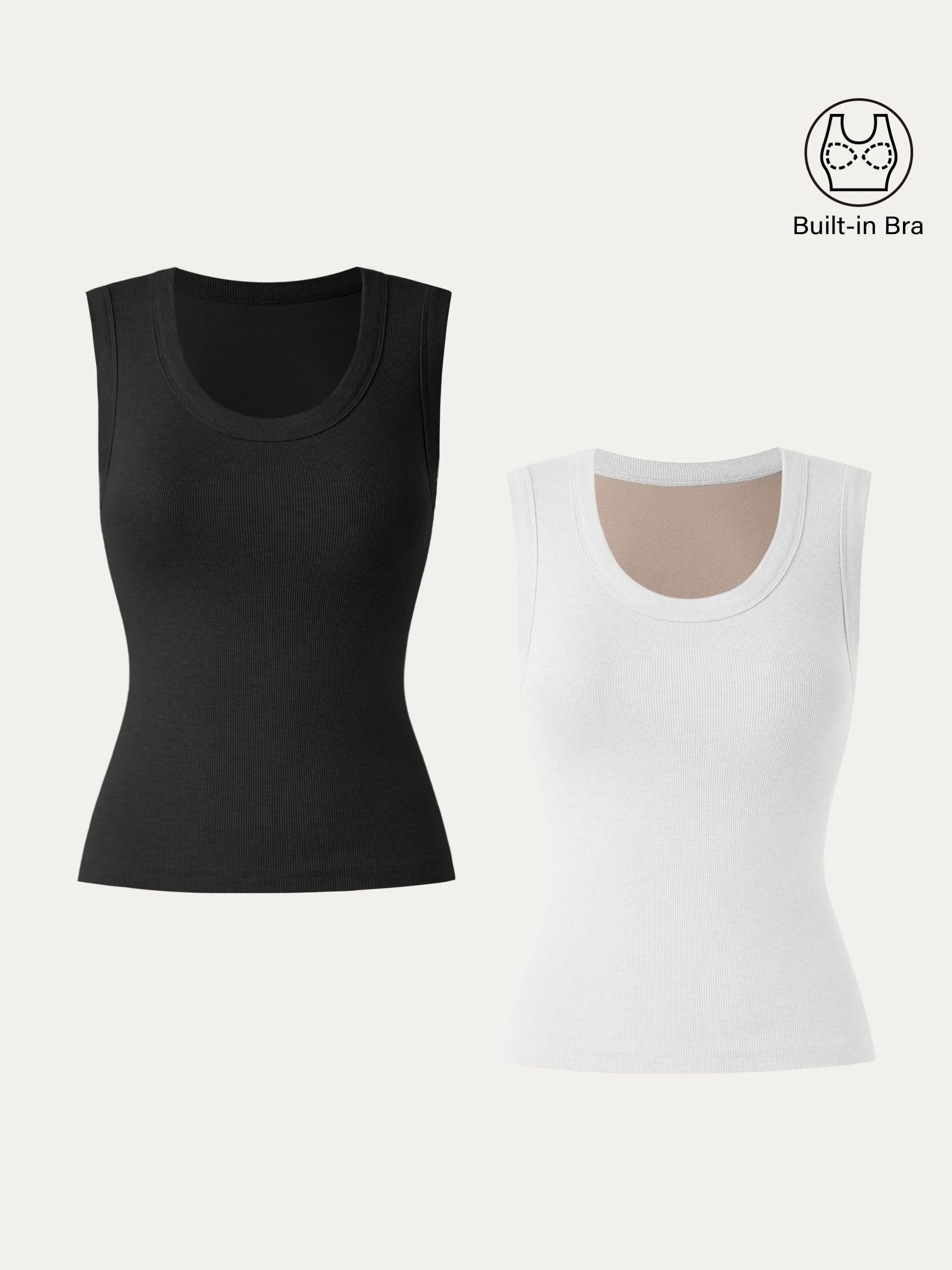 2Pcs Set Stretch Cotton Scoopneck New Airy Brami Tank 2Pcs Set Stretch Cotton Scoopneck New Airy Brami Tank