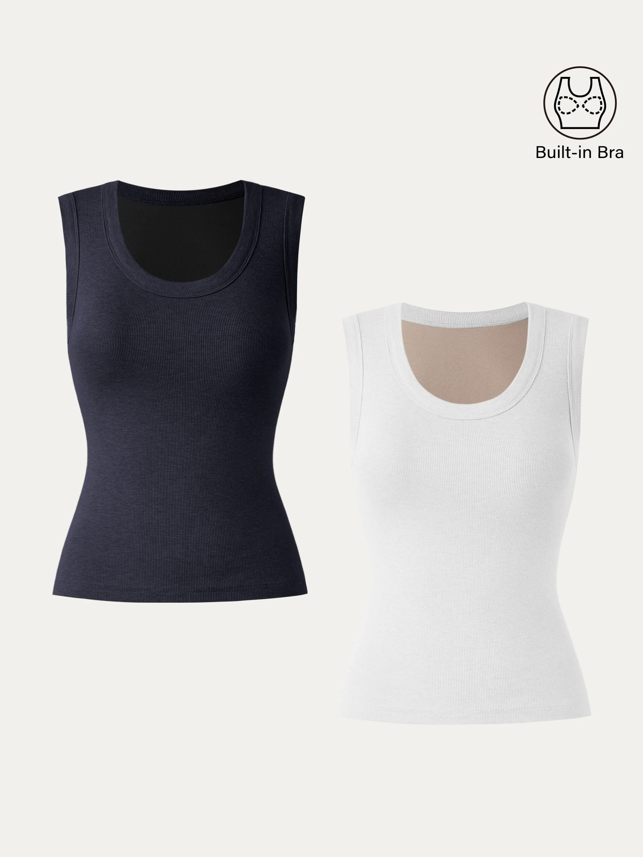 2Pcs Set Stretch Cotton Scoopneck New Airy Brami Tank 2Pcs Set Stretch Cotton Scoopneck New Airy Brami Tank
