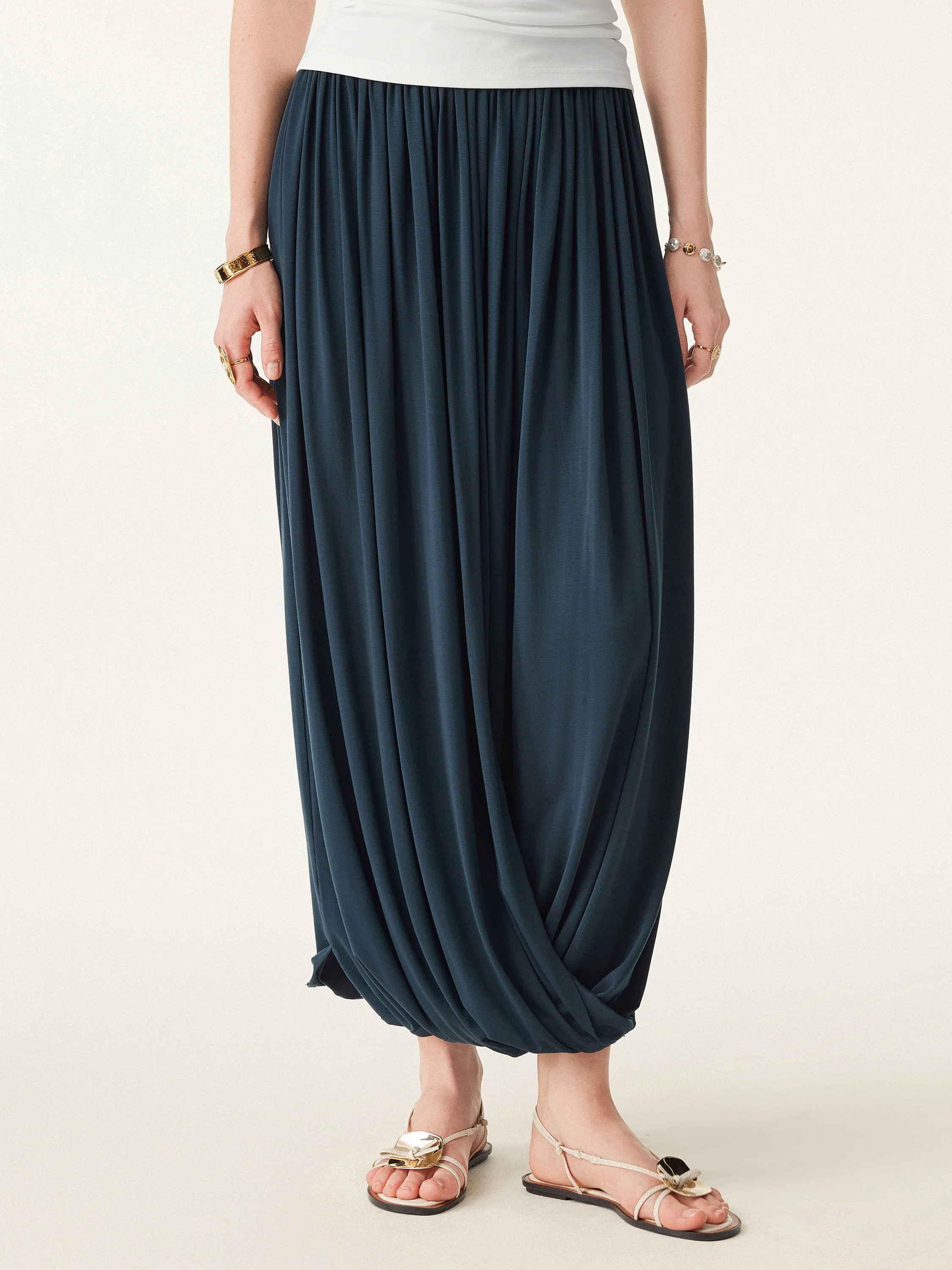 Artsy Twisted Hem Maxi Pull-on Skirt Artsy Twisted Hem Maxi Pull-on Skirt