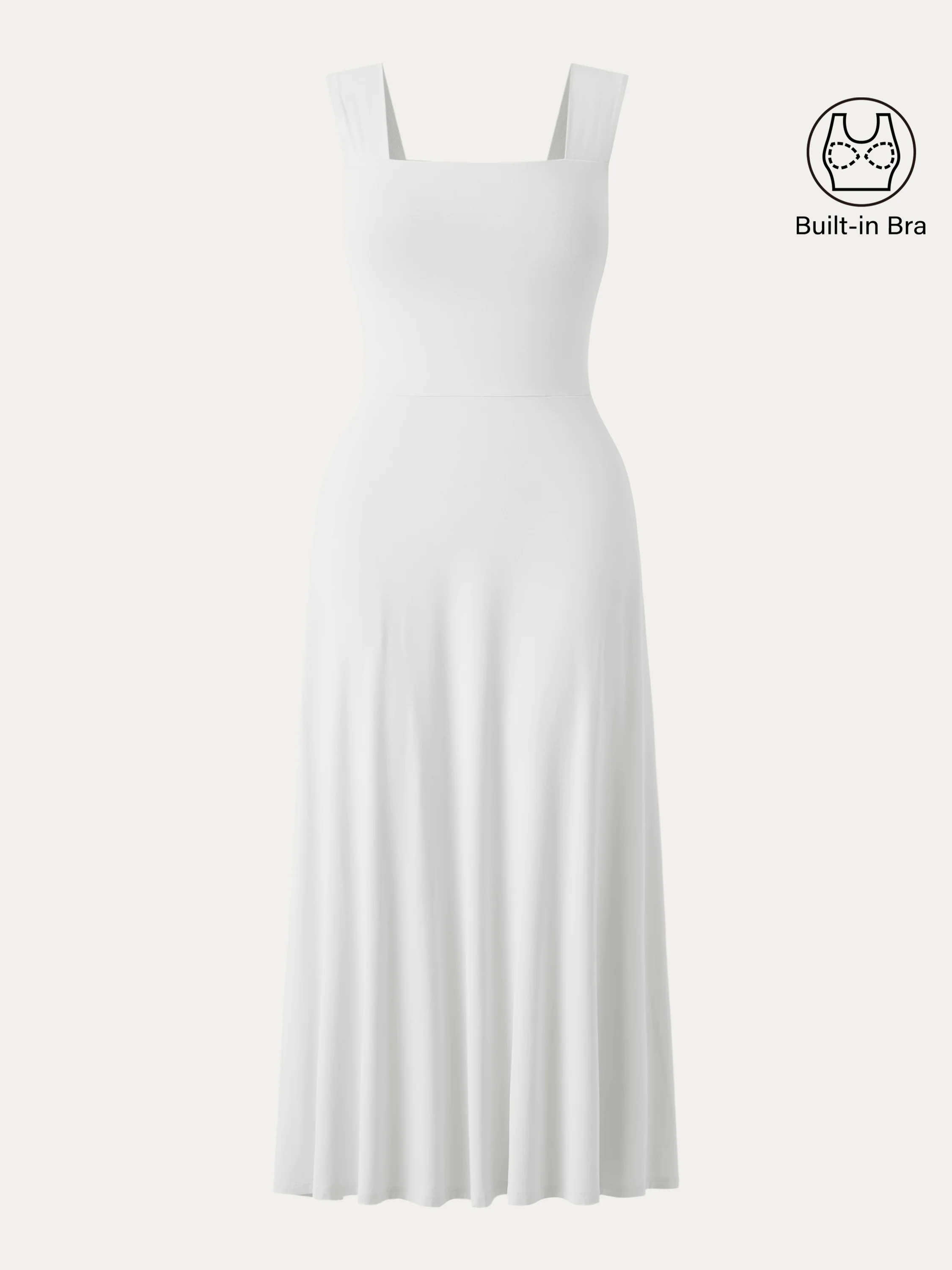 Flowy Square Neck Wide Straps Midi Brami Dress with Pockets Flowy Square Neck Wide Straps Midi Brami Dress with Pockets