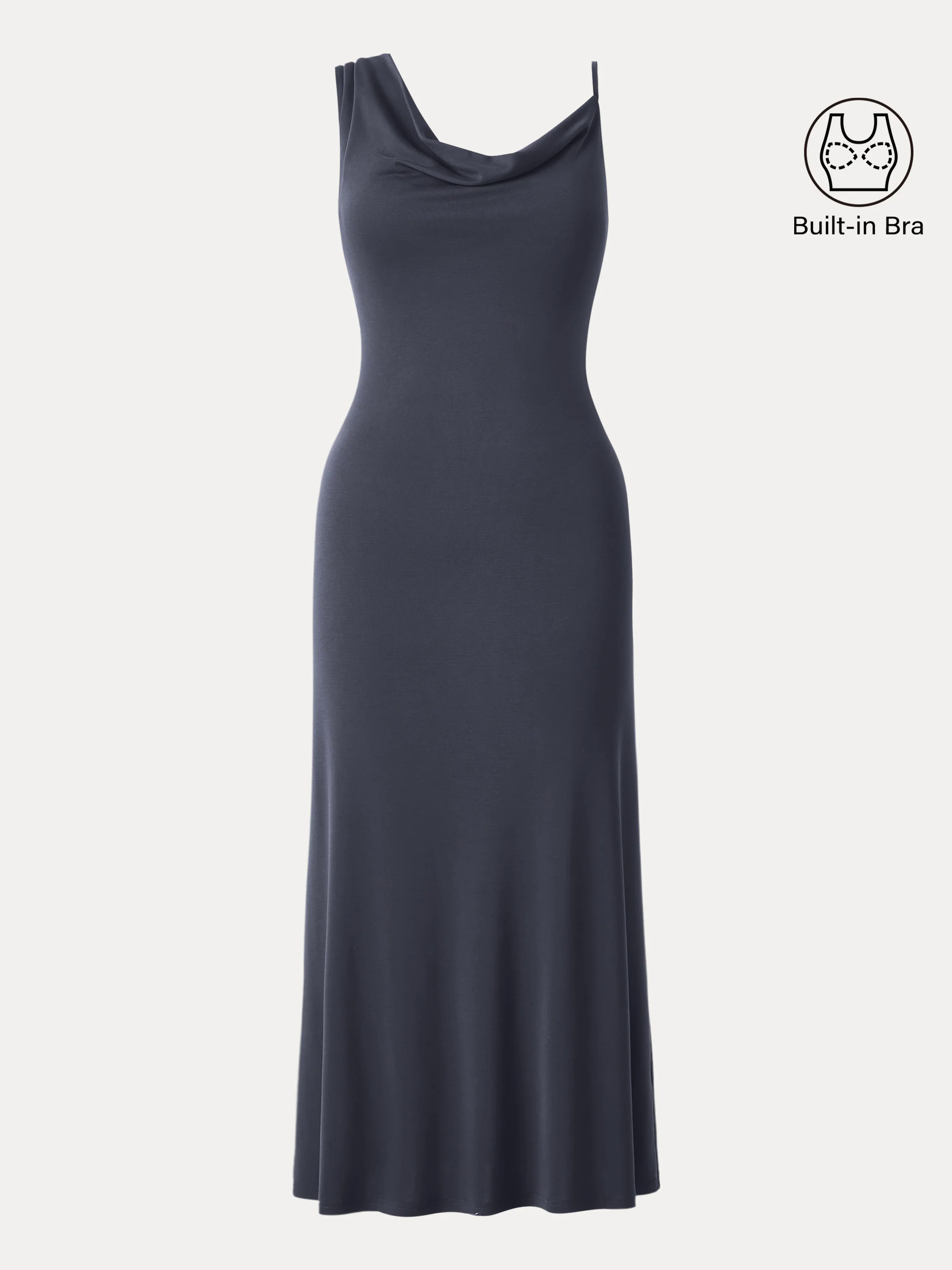 Sandwashed Asymmetrical Cowl Midi Brami Dress Sandwashed Asymmetrical Cowl Midi Brami Dress