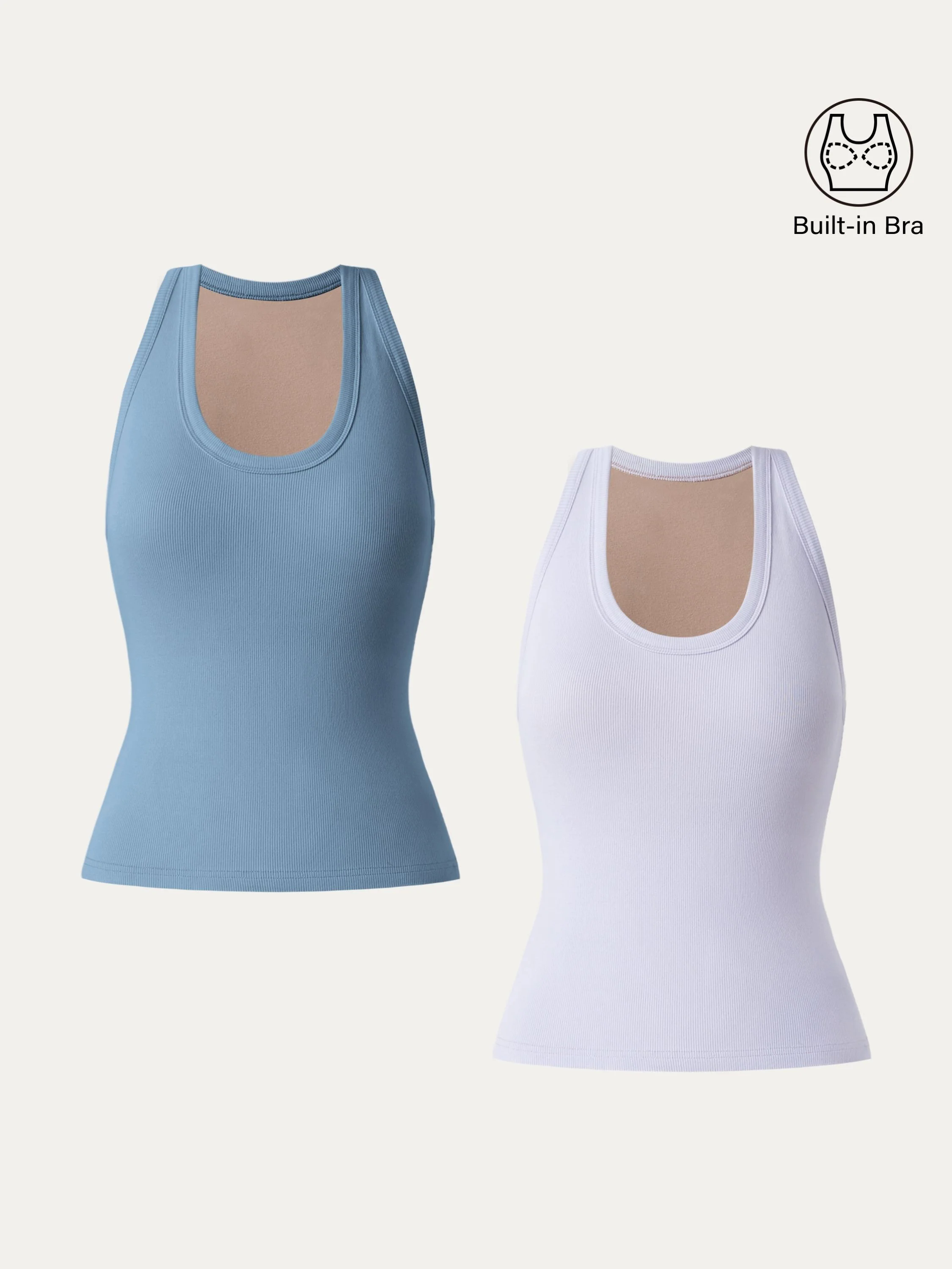 Stretch Cotton U-neck Racer Back Brami Tank Stretch Cotton U-neck Racer Back Brami Tank