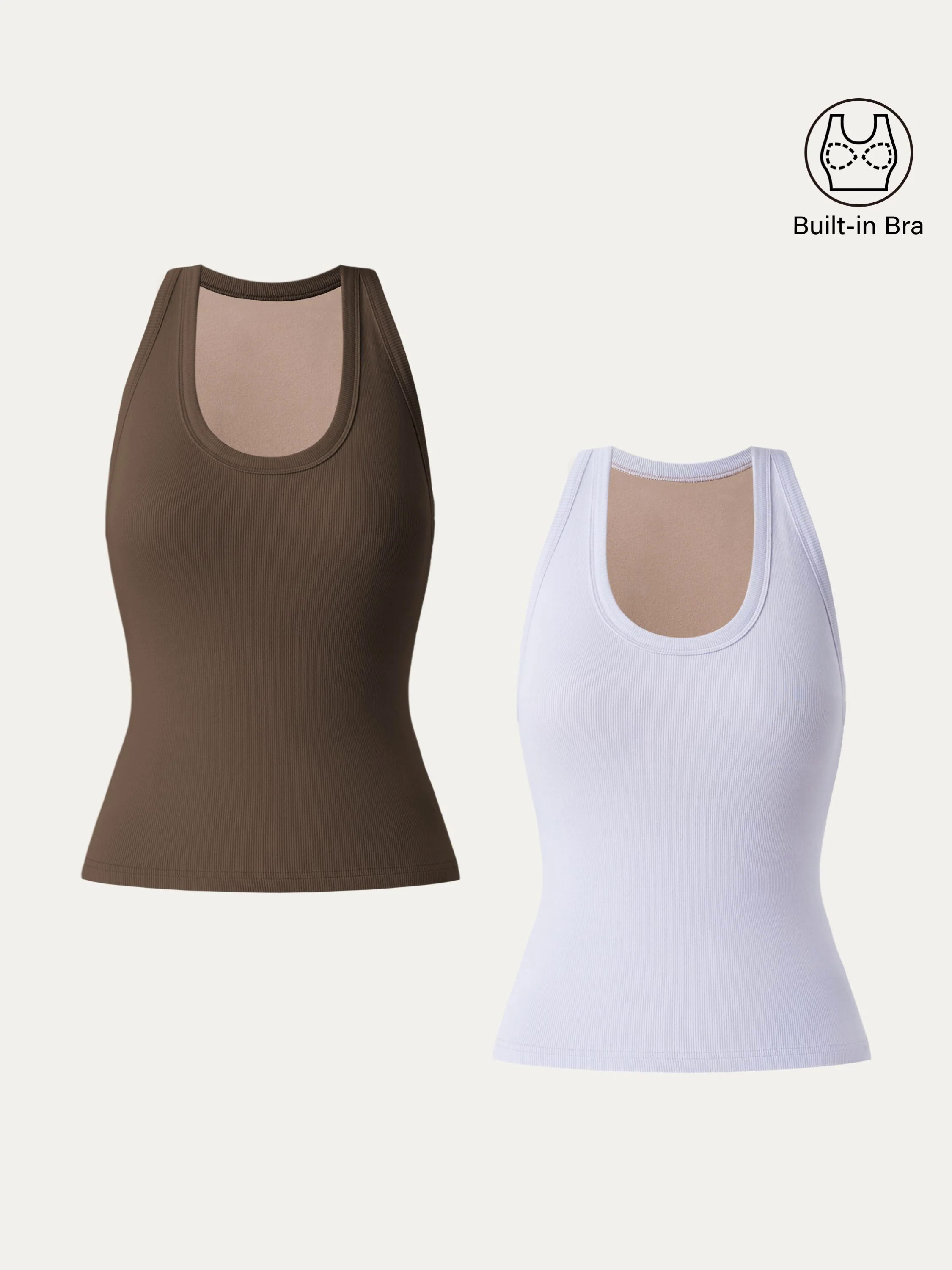 Stretch Cotton U-neck Racer Back Brami Tank Stretch Cotton U-neck Racer Back Brami Tank