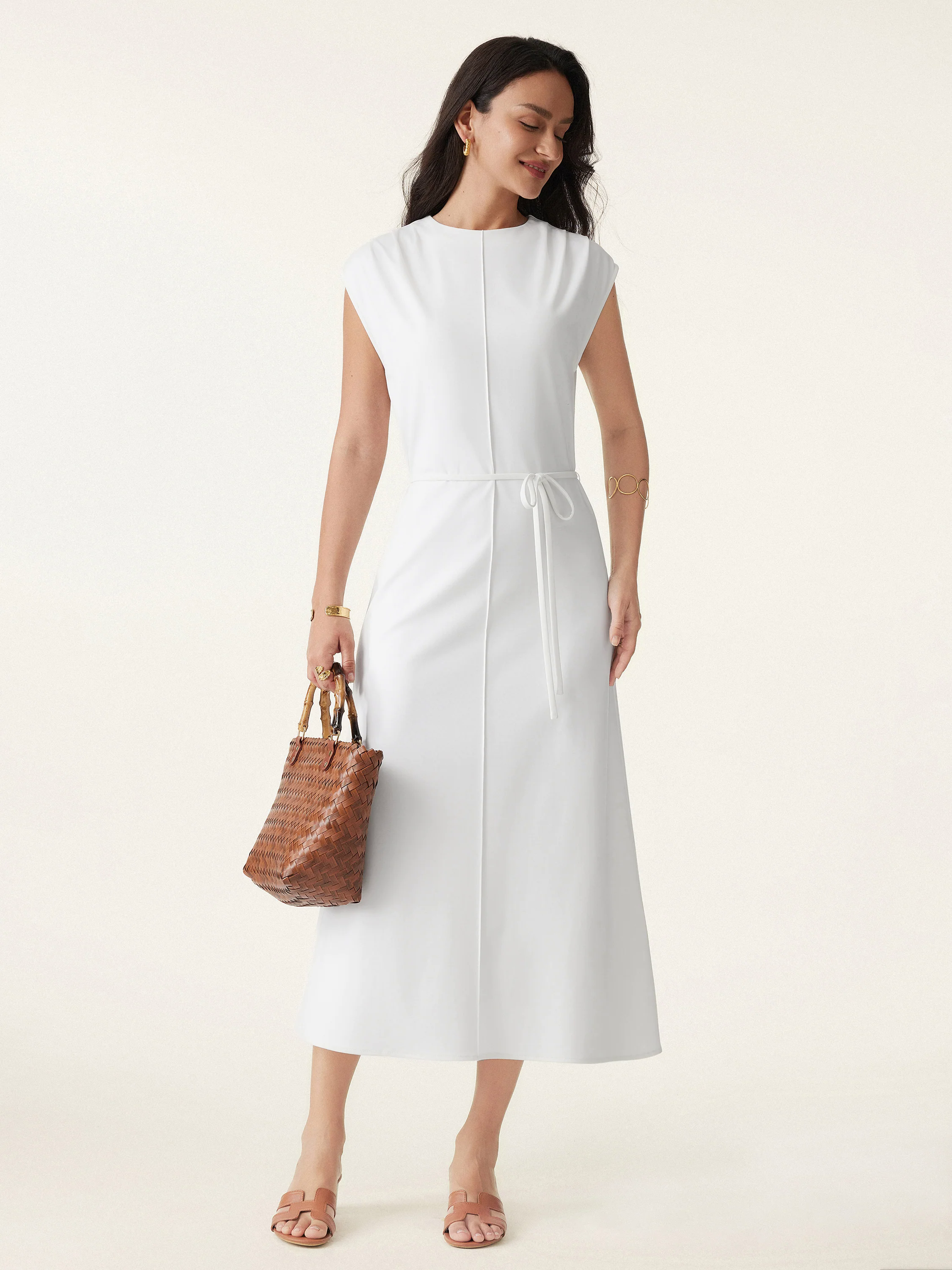 Breezy Easy Crewneck Zippered Midi Dress Breezy Easy Crewneck Zippered Midi Dress