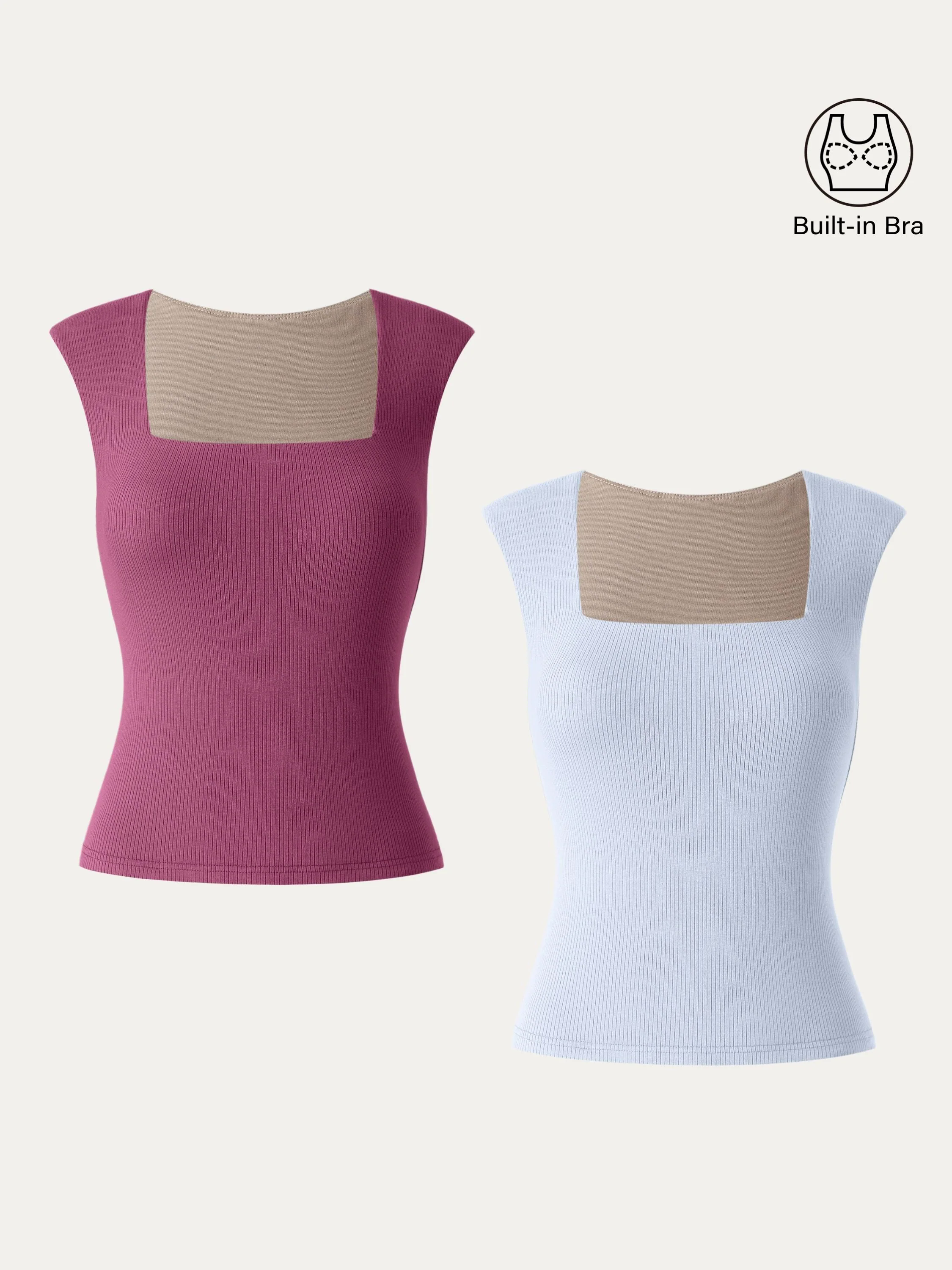Stretch Cotton Square Neck Ribbed Brami Stretch Cotton Square Neck Ribbed Brami