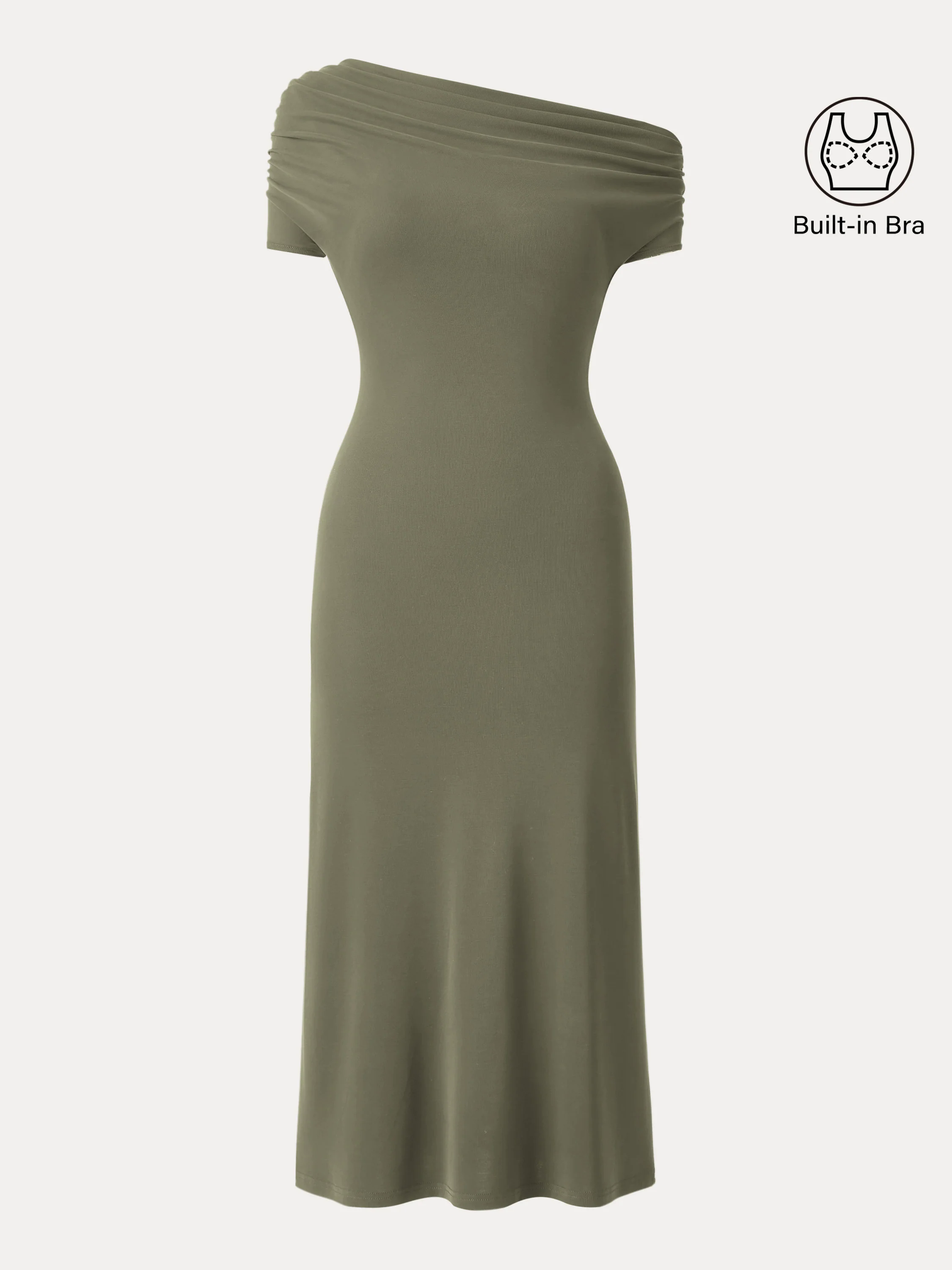 Sandwashed Asymmetrical Neck Short Sleeve Midi Brami Dress Sandwashed Asymmetrical Neck Short Sleeve Midi Brami Dress