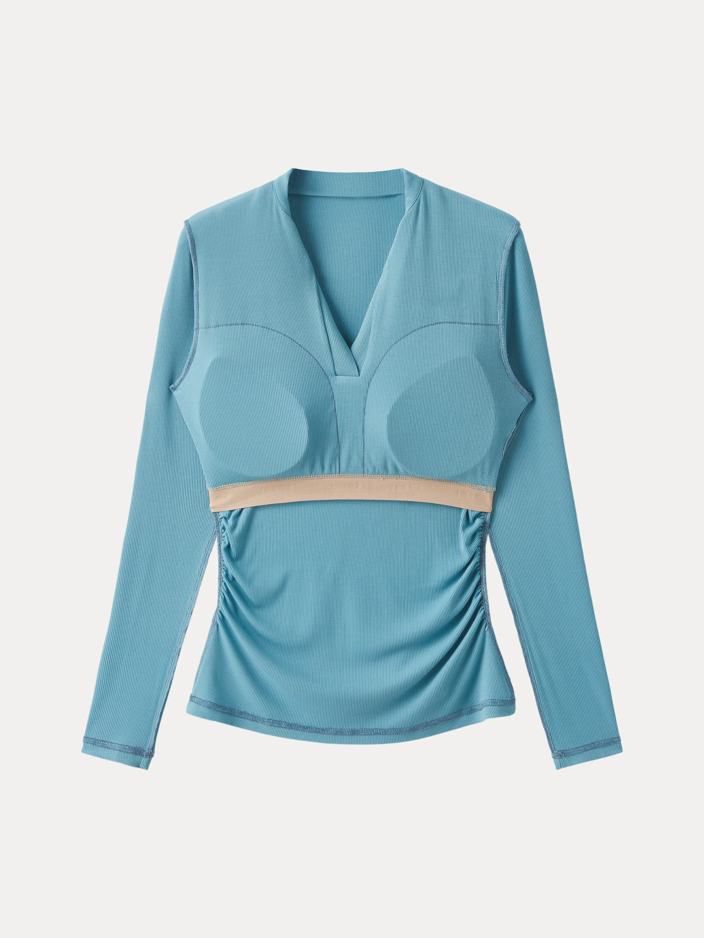Polo Neck Ribbed Side Ruching Brami Top Polo Neck Ribbed Side Ruching Brami Top