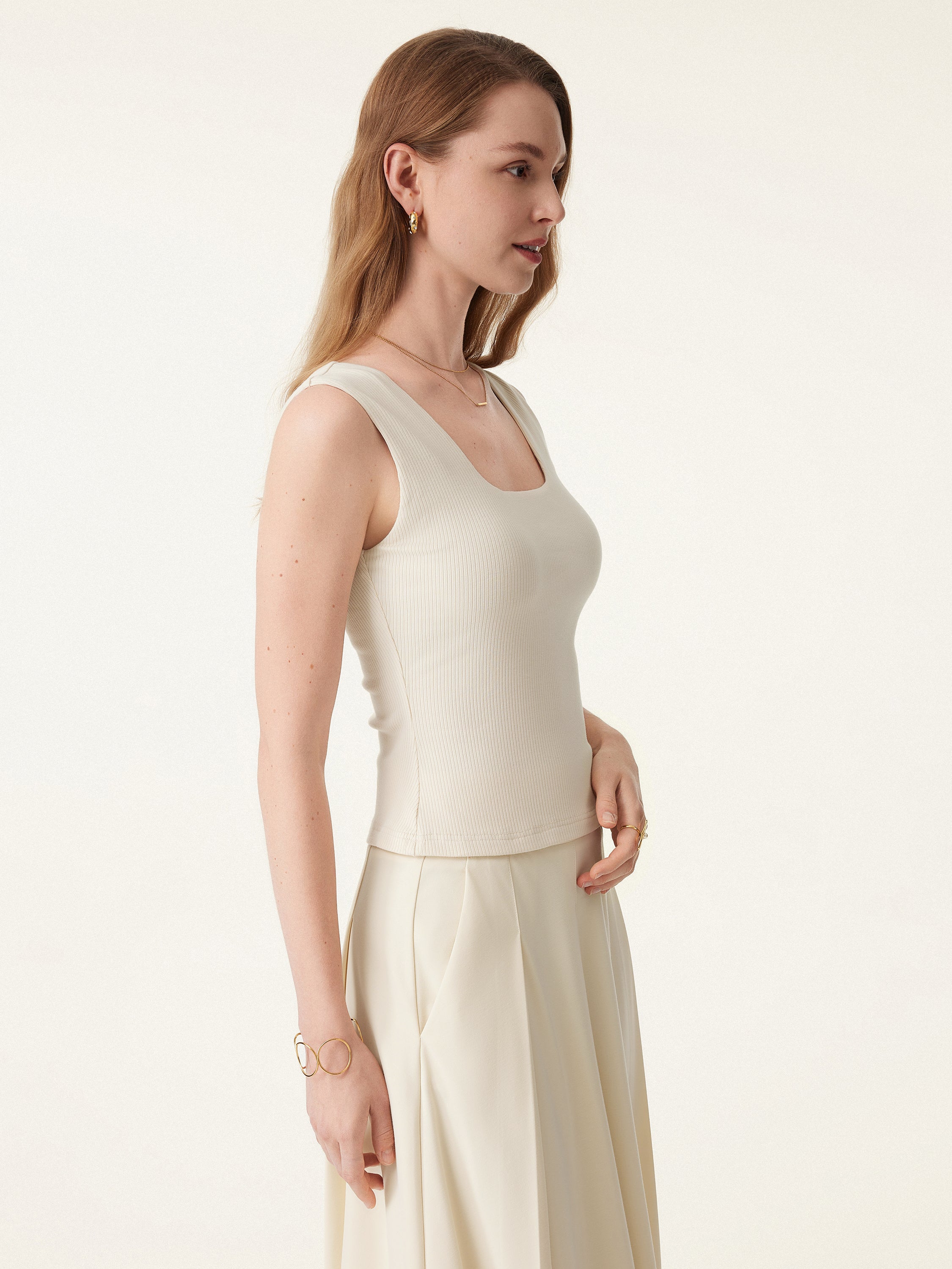 Stretch Cotton Wide Strap Ribbed Brami Tank Stretch Cotton Wide Strap Ribbed Brami Tank