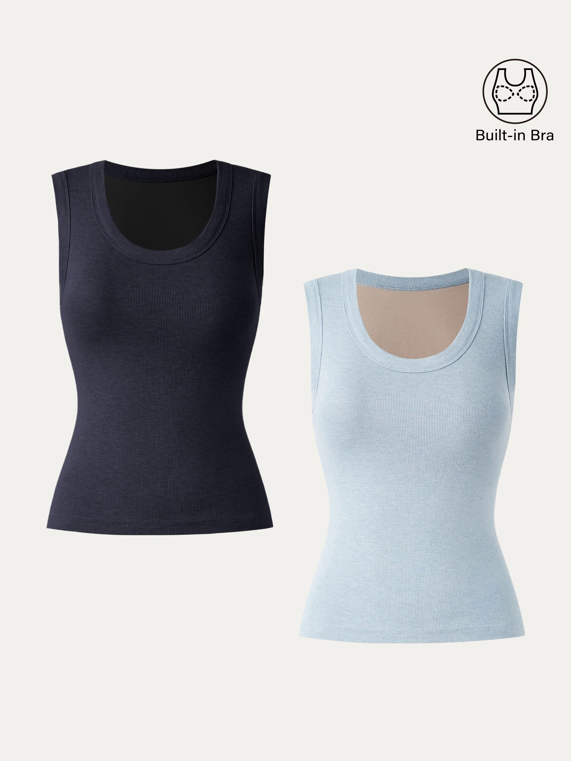 2Pcs Set Stretch Cotton Scoopneck New Airy Brami Tank 2Pcs Set Stretch Cotton Scoopneck New Airy Brami Tank
