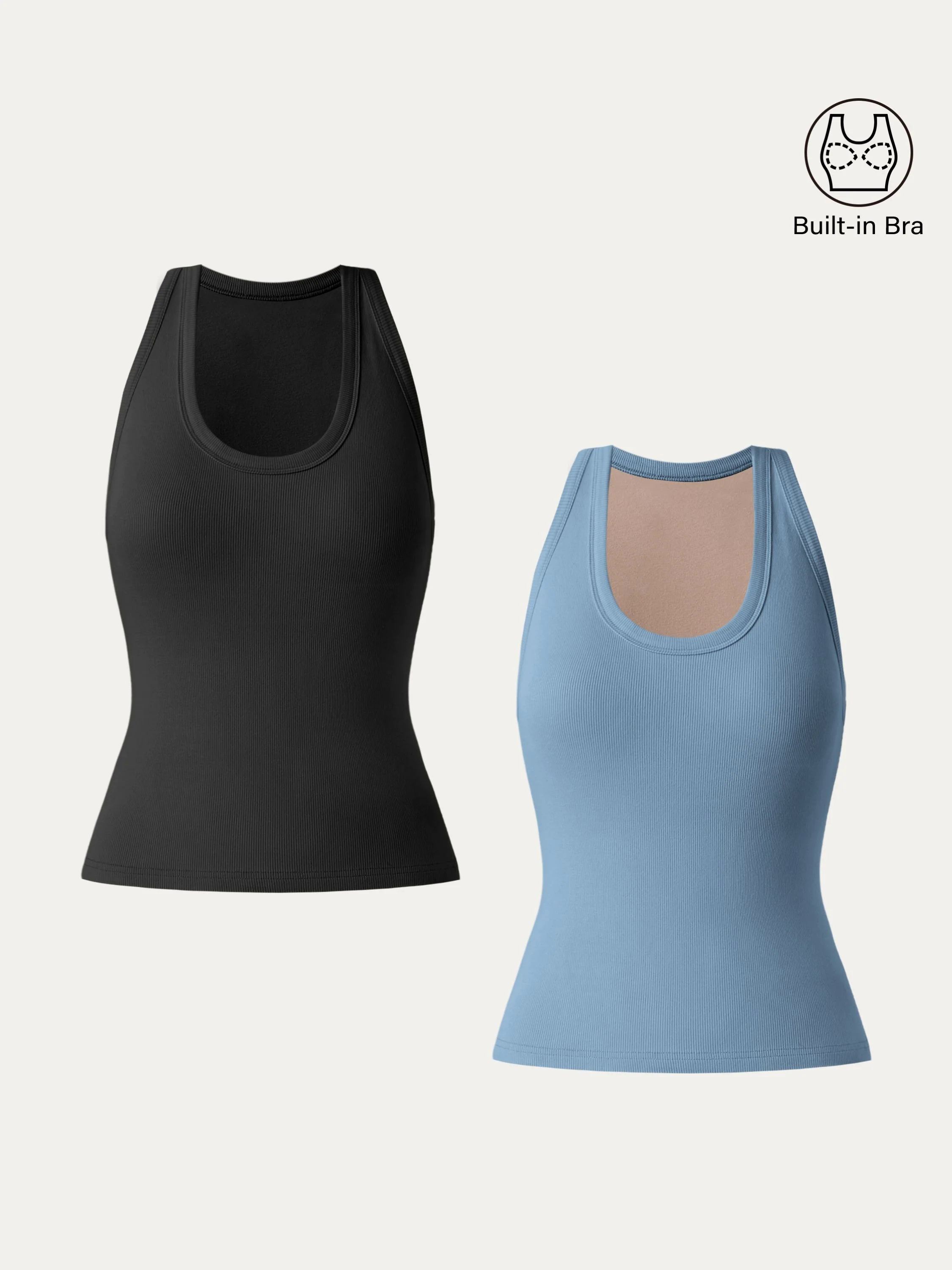 Stretch Cotton U-neck Racer Back Brami Tank Stretch Cotton U-neck Racer Back Brami Tank