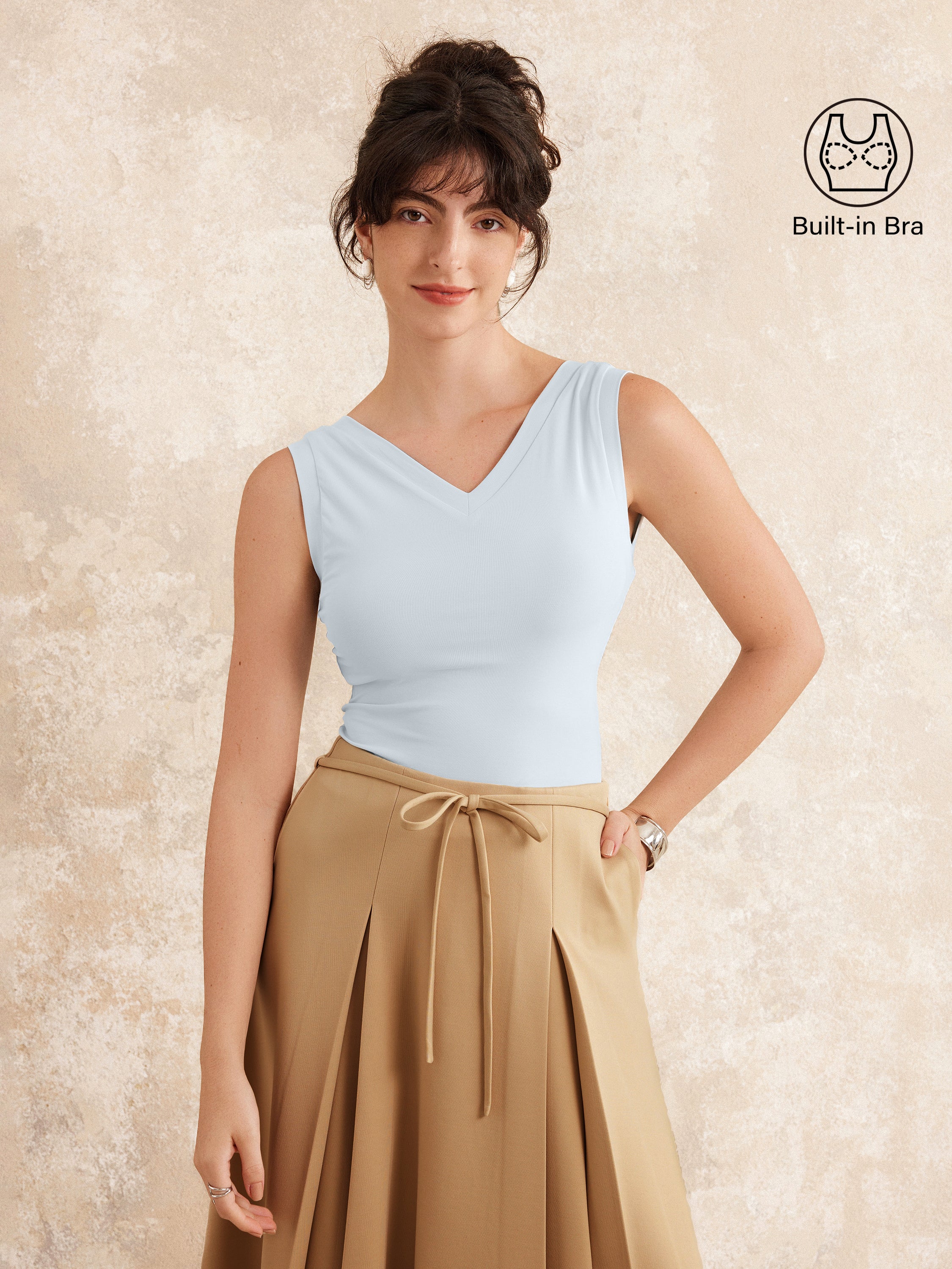 Double V-Neck Low Back Brami Tank Double V-Neck Low Back Brami Tank