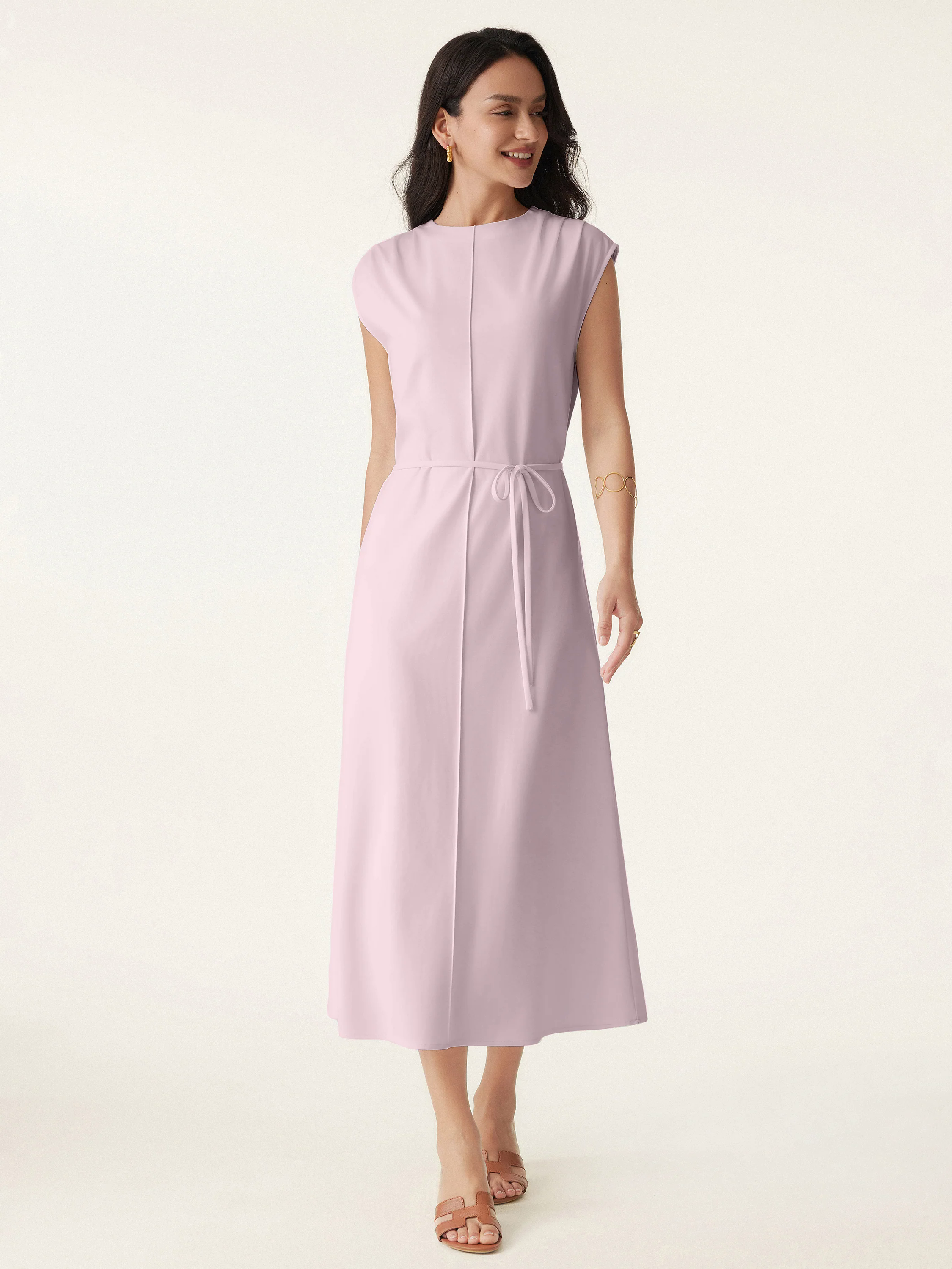 Breezy Easy Crewneck Zippered Midi Dress Breezy Easy Crewneck Zippered Midi Dress