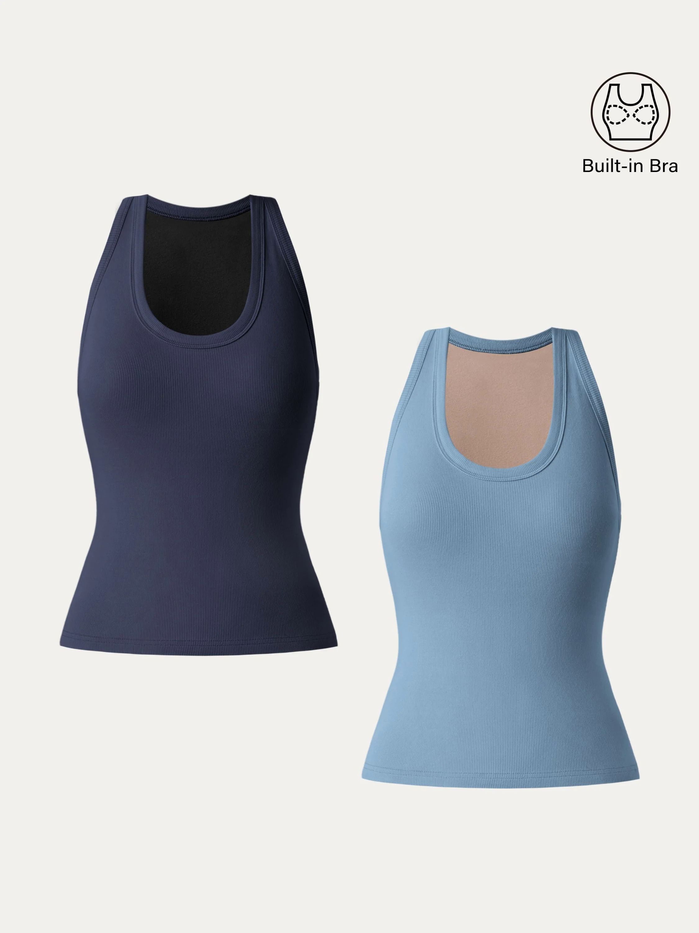 Stretch Cotton U-neck Racer Back Brami Tank Stretch Cotton U-neck Racer Back Brami Tank