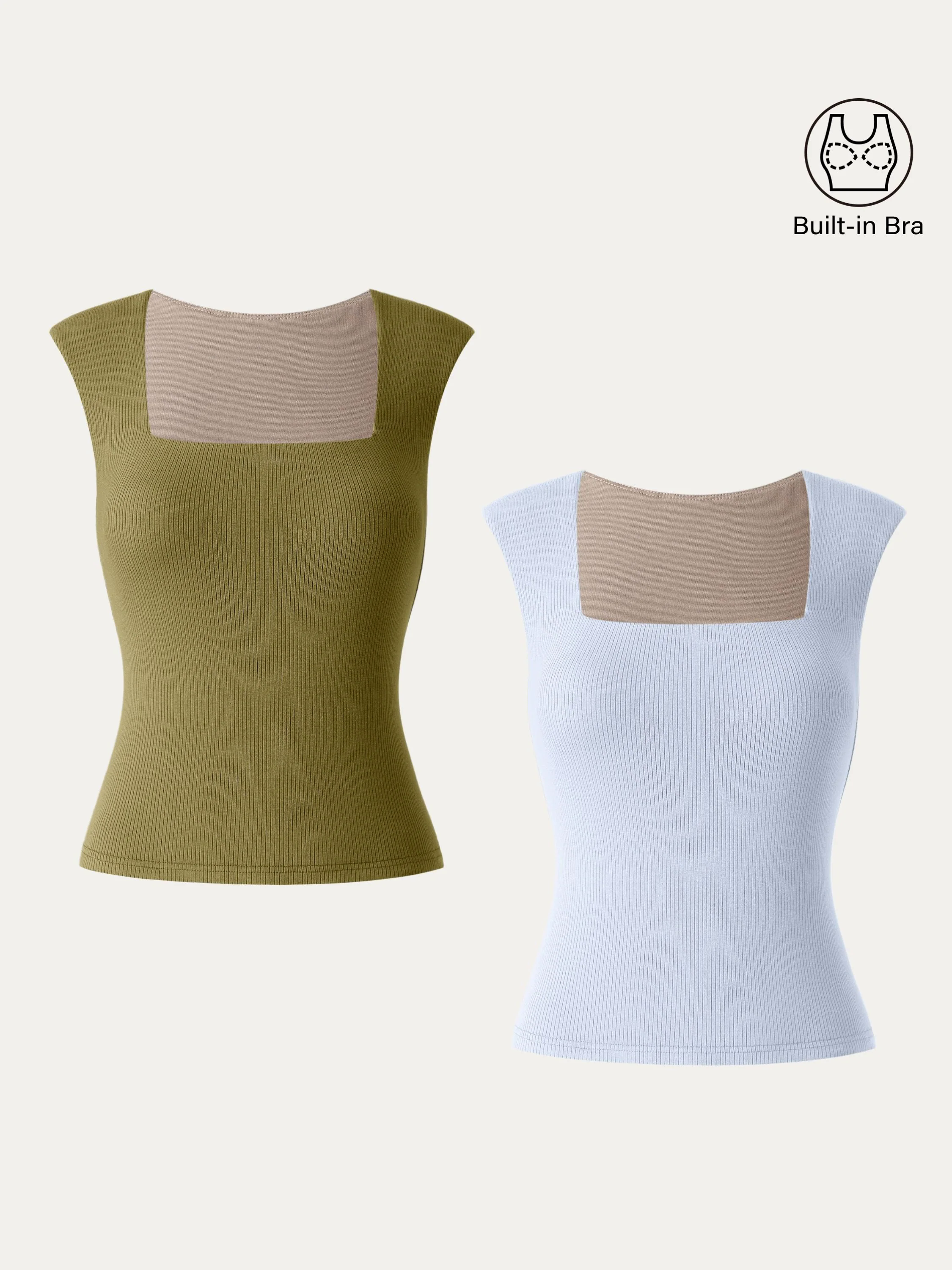 Stretch Cotton Square Neck Ribbed Brami Stretch Cotton Square Neck Ribbed Brami