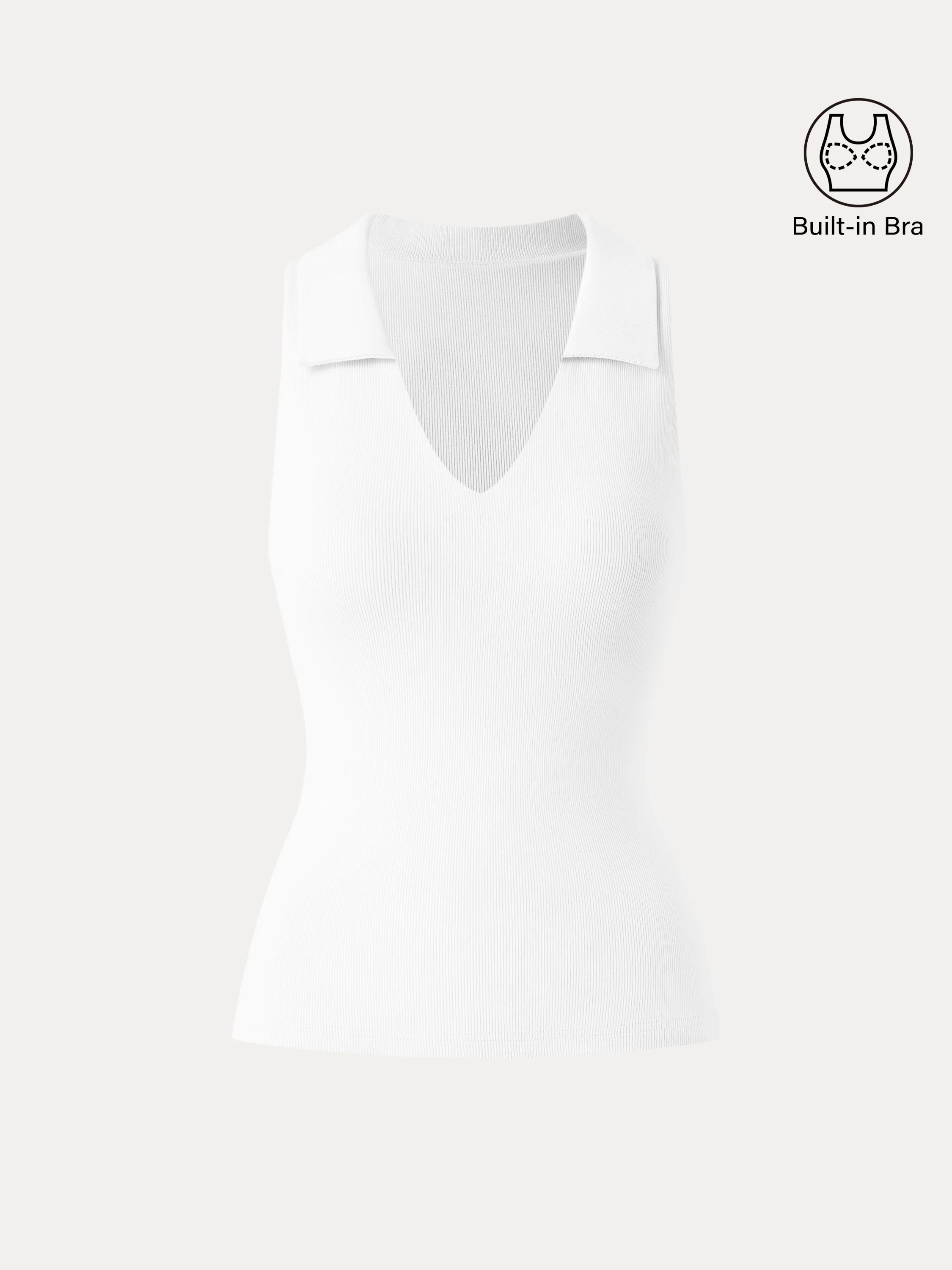 Stretch Cotton V-neck Collared Brami Top Stretch Cotton V-neck Collared Brami Top