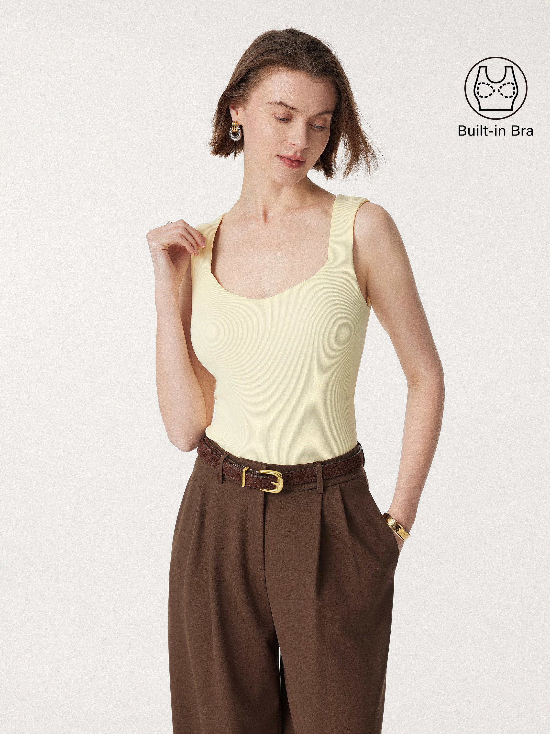 Diamond Neck Ribbed New Airy Brami Tank