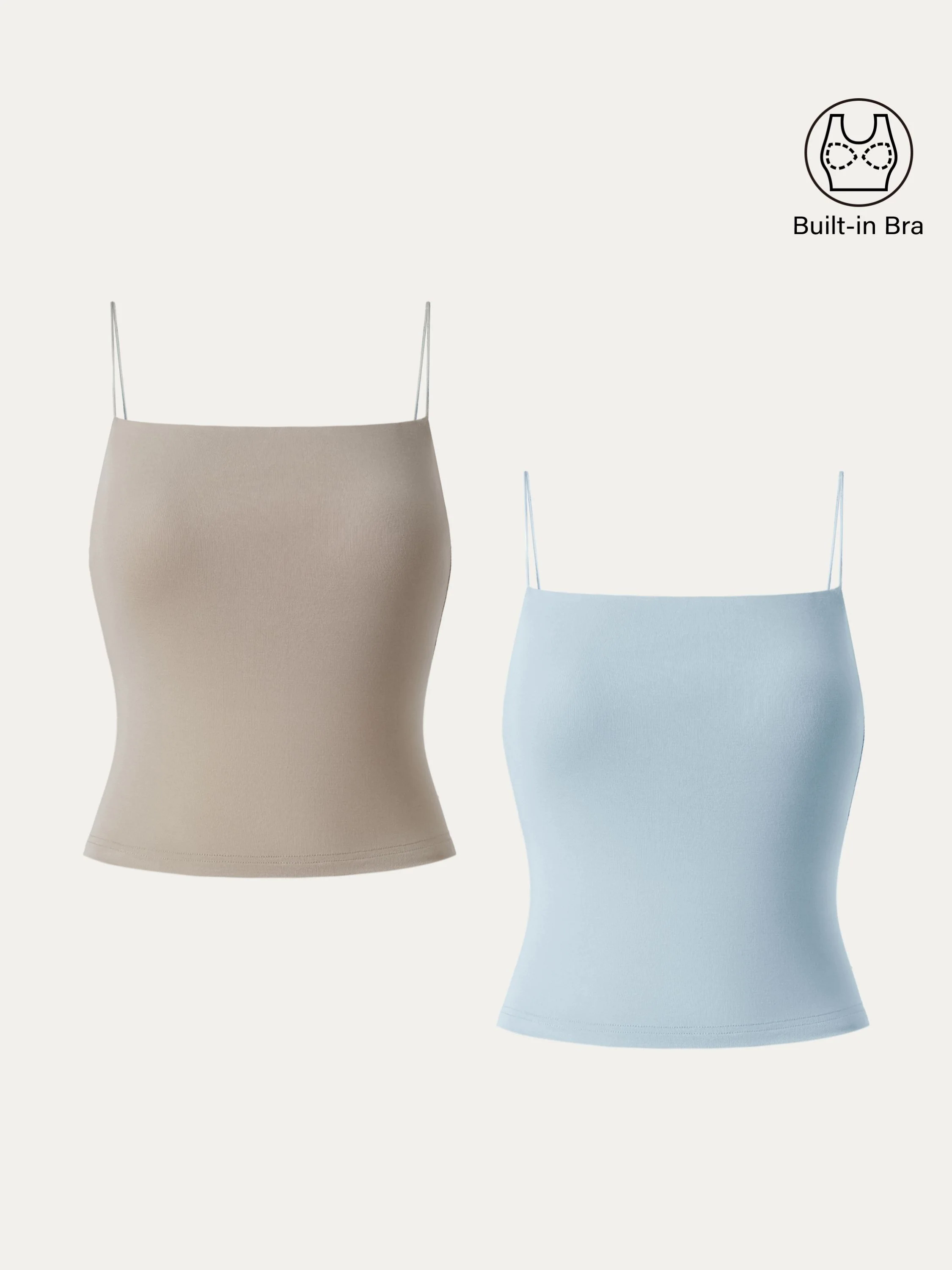 2Pcs Set Essential Spaghetti Strap Cropped New Airy Brami 2Pcs Set Essential Spaghetti Strap Cropped New Airy Brami