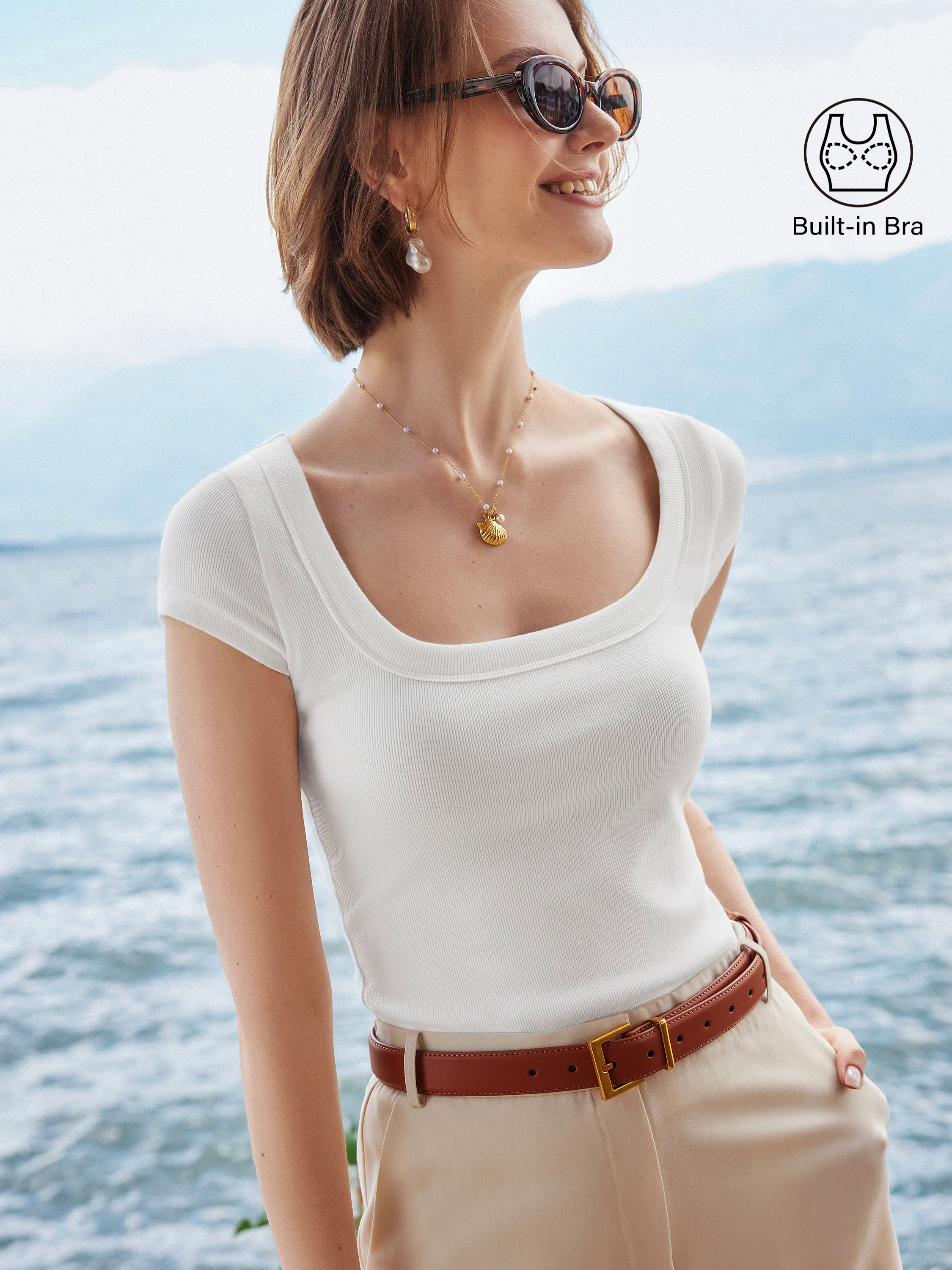 2Pcs Set Stretch Cotton Square Neck Cap Sleeve Brami 2Pcs Set Stretch Cotton Square Neck Cap Sleeve Brami