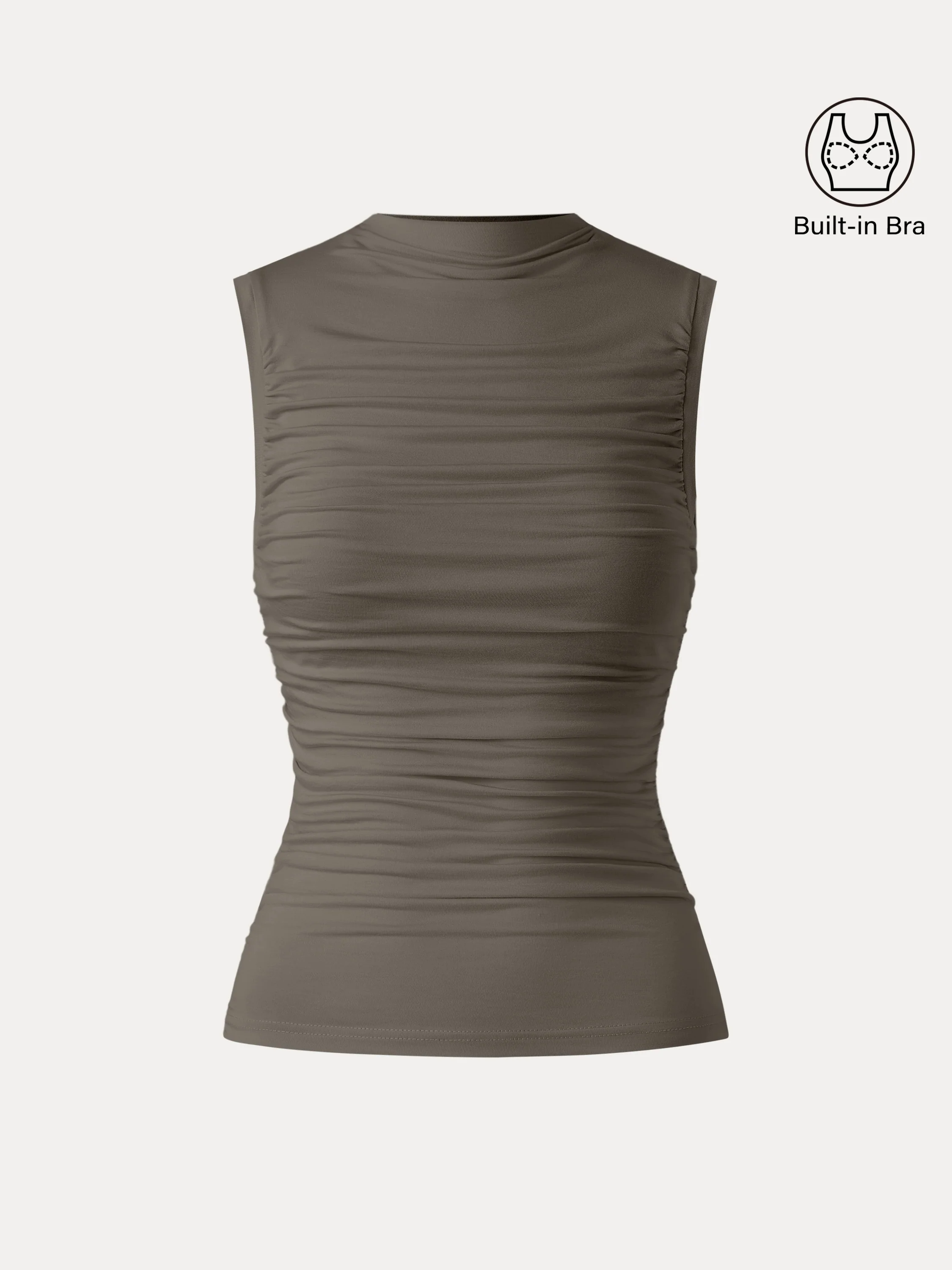 Mockneck Side Gathered Cut-out Brami Tank Mockneck Side Gathered Cut-out Brami Tank
