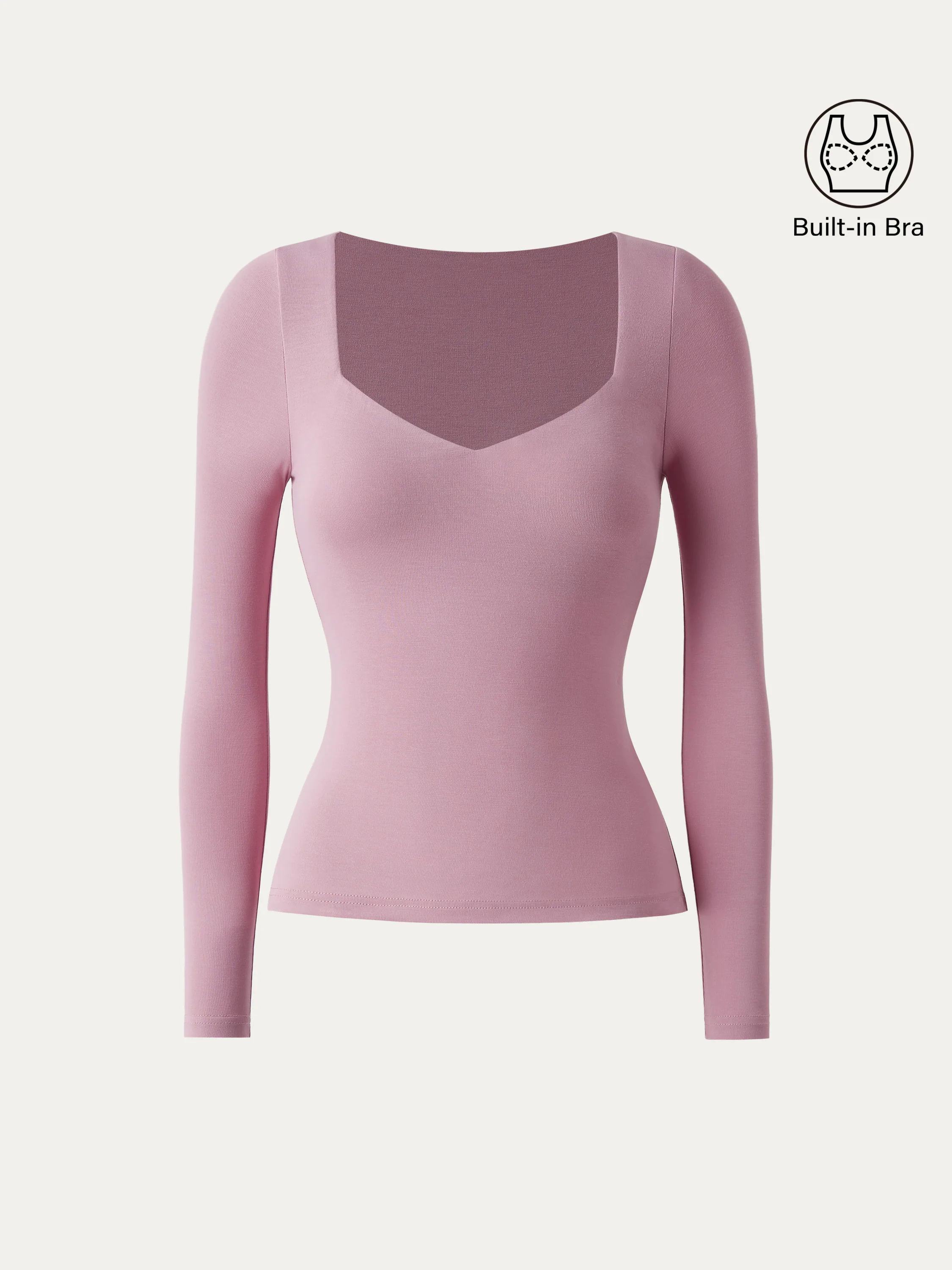 Sweetheart Neck Long Sleeve Lightweight Brami Top Sweetheart Neck Long Sleeve Lightweight Brami Top