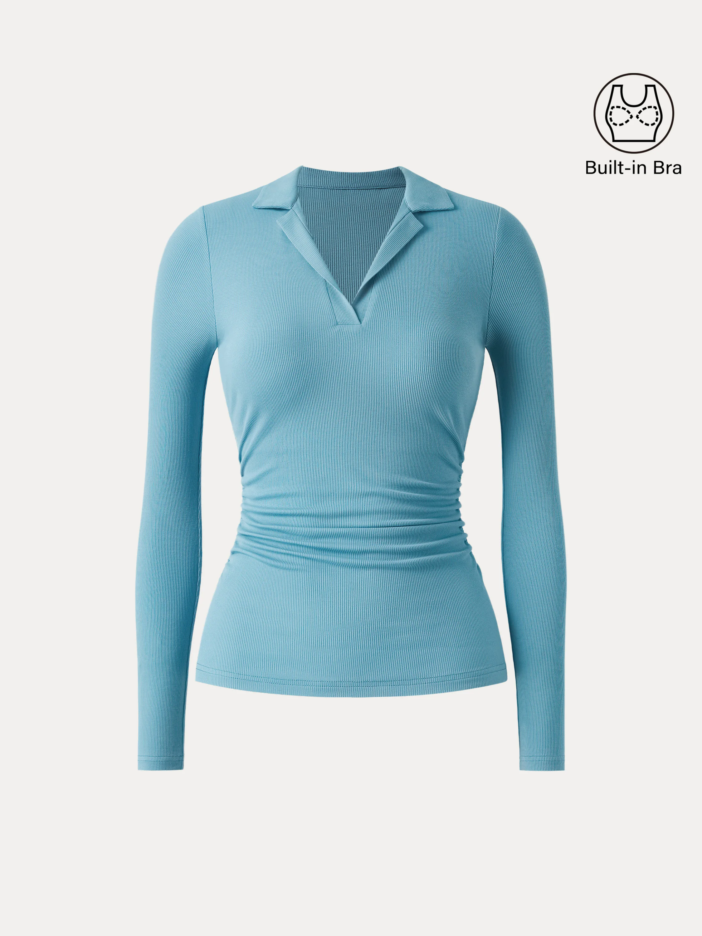 Polo Neck Ribbed Side Ruching Brami Top Polo Neck Ribbed Side Ruching Brami Top