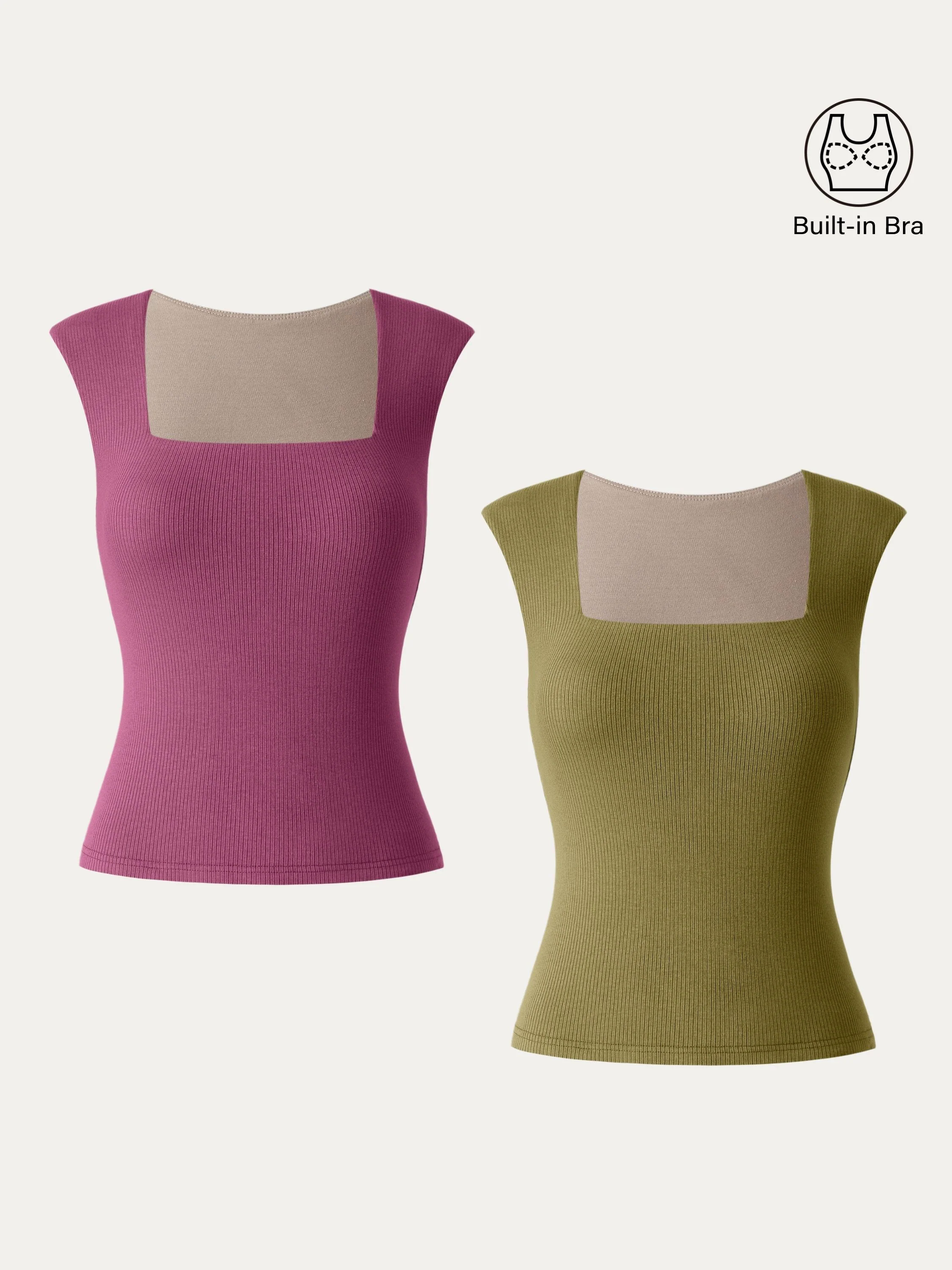 Stretch Cotton Square Neck Ribbed Brami Stretch Cotton Square Neck Ribbed Brami