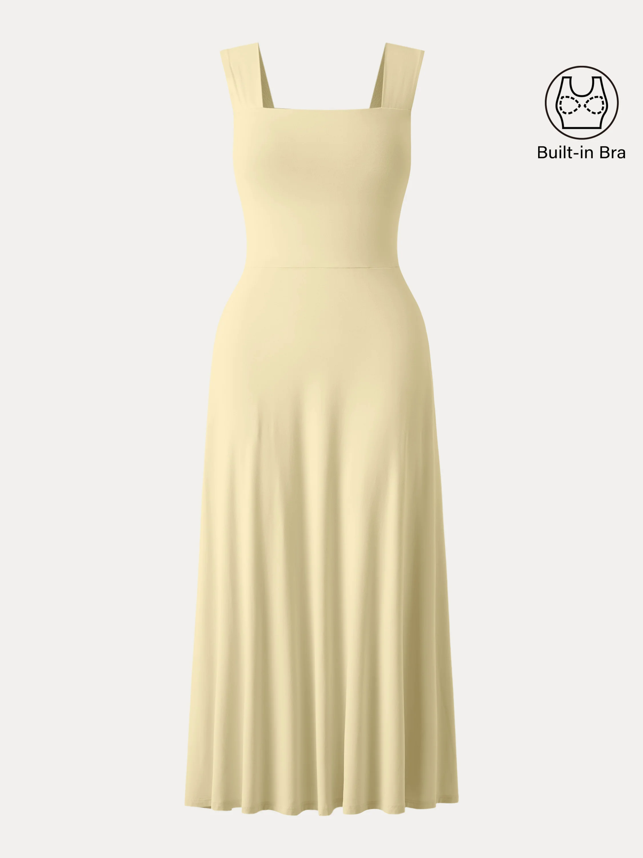 Flowy Square Neck Wide Straps Midi Brami Dress with Pockets Flowy Square Neck Wide Straps Midi Brami Dress with Pockets