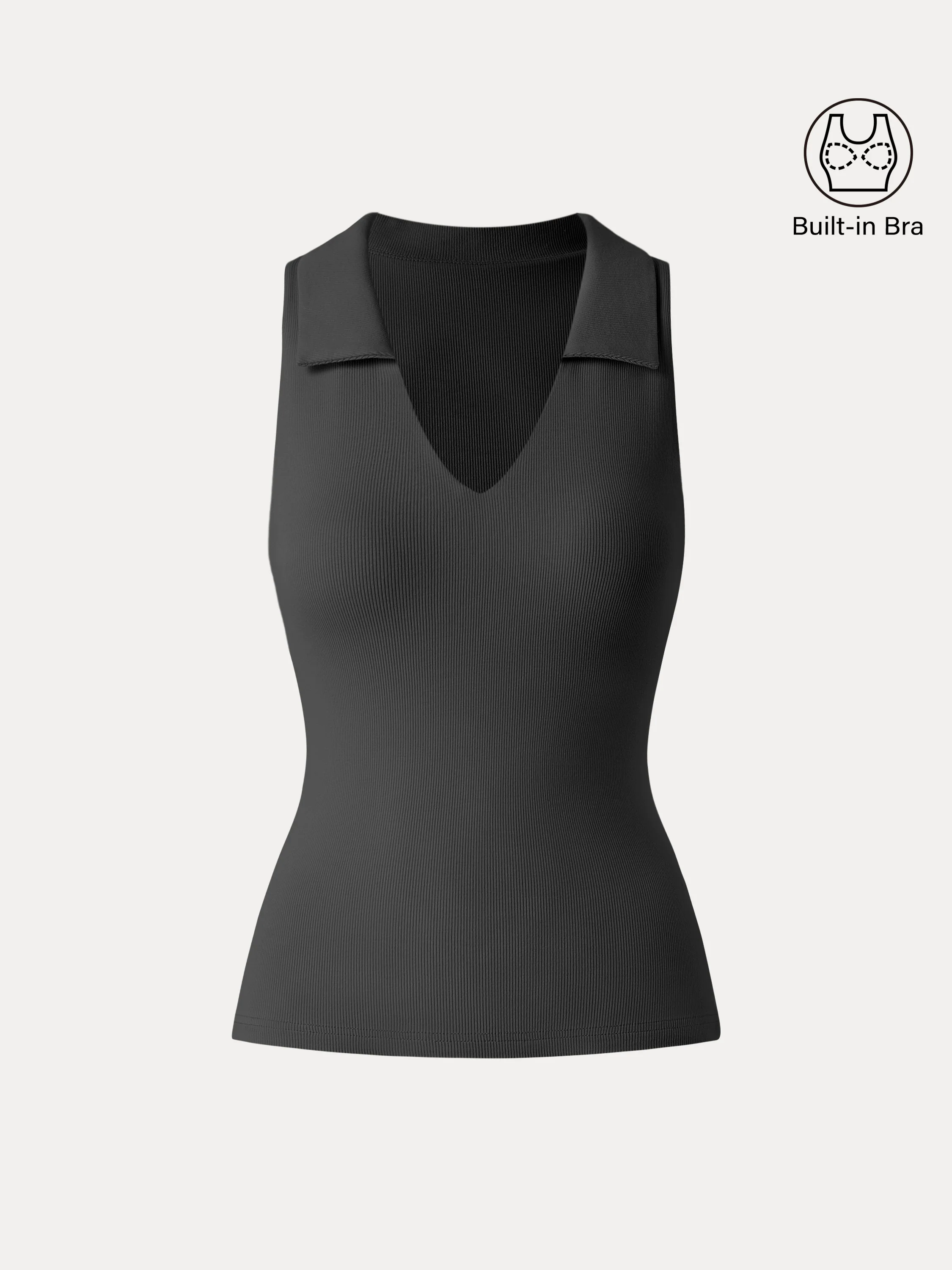 Stretch Cotton V-neck Collared Brami Top Stretch Cotton V-neck Collared Brami Top