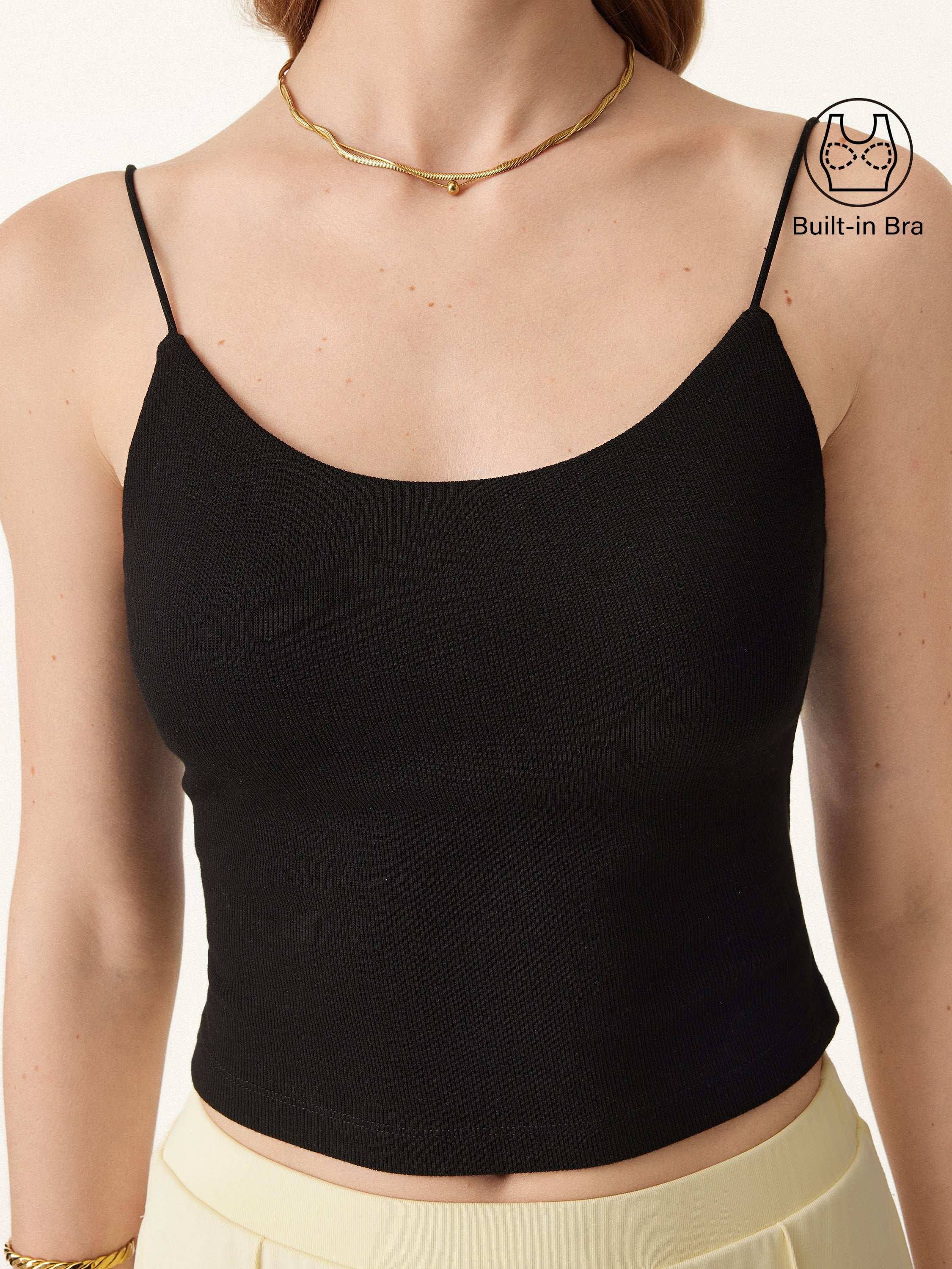 Stretch Cotton U-neck Spaghetti Slim Strap Brami Stretch Cotton U-neck Spaghetti Slim Strap Brami