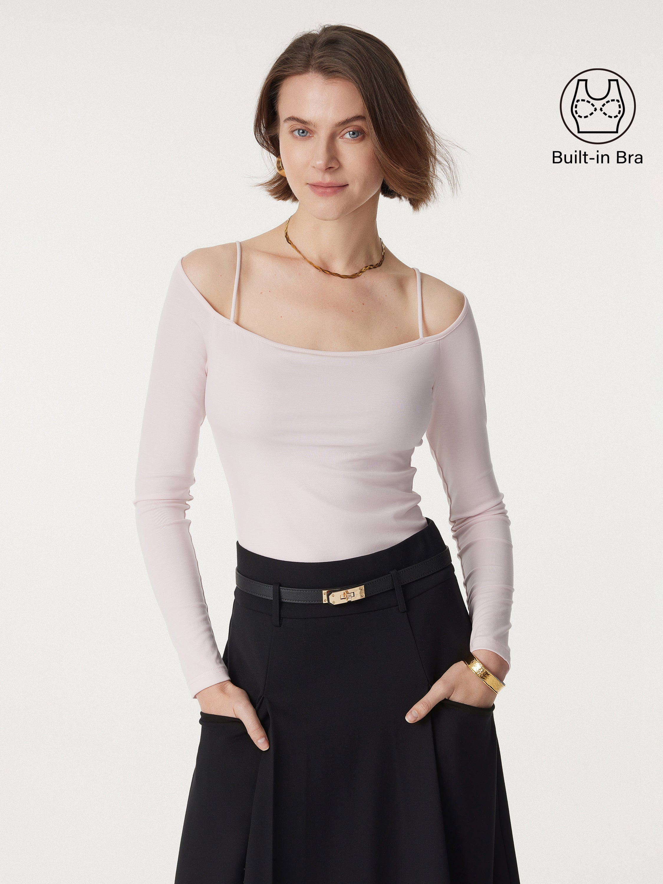 Non-sheer Off Shoulder New Airy Brami Top