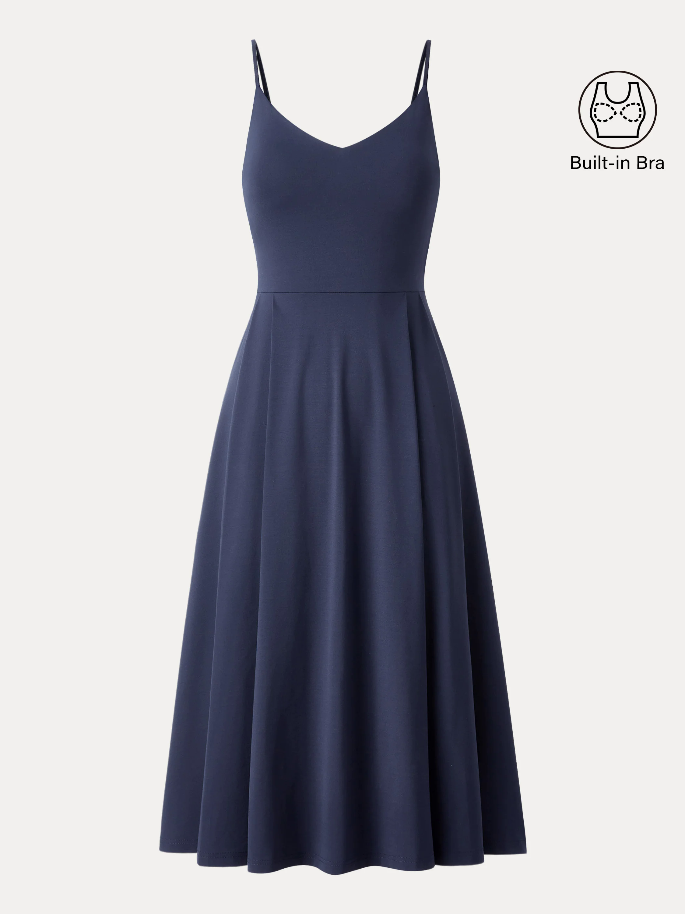 Bamboo Ponte V-neck Fit-and-flare Midi Brami Sundress with Pockets Bamboo Ponte V-neck Fit-and-flare Midi Brami Sundress with Pockets