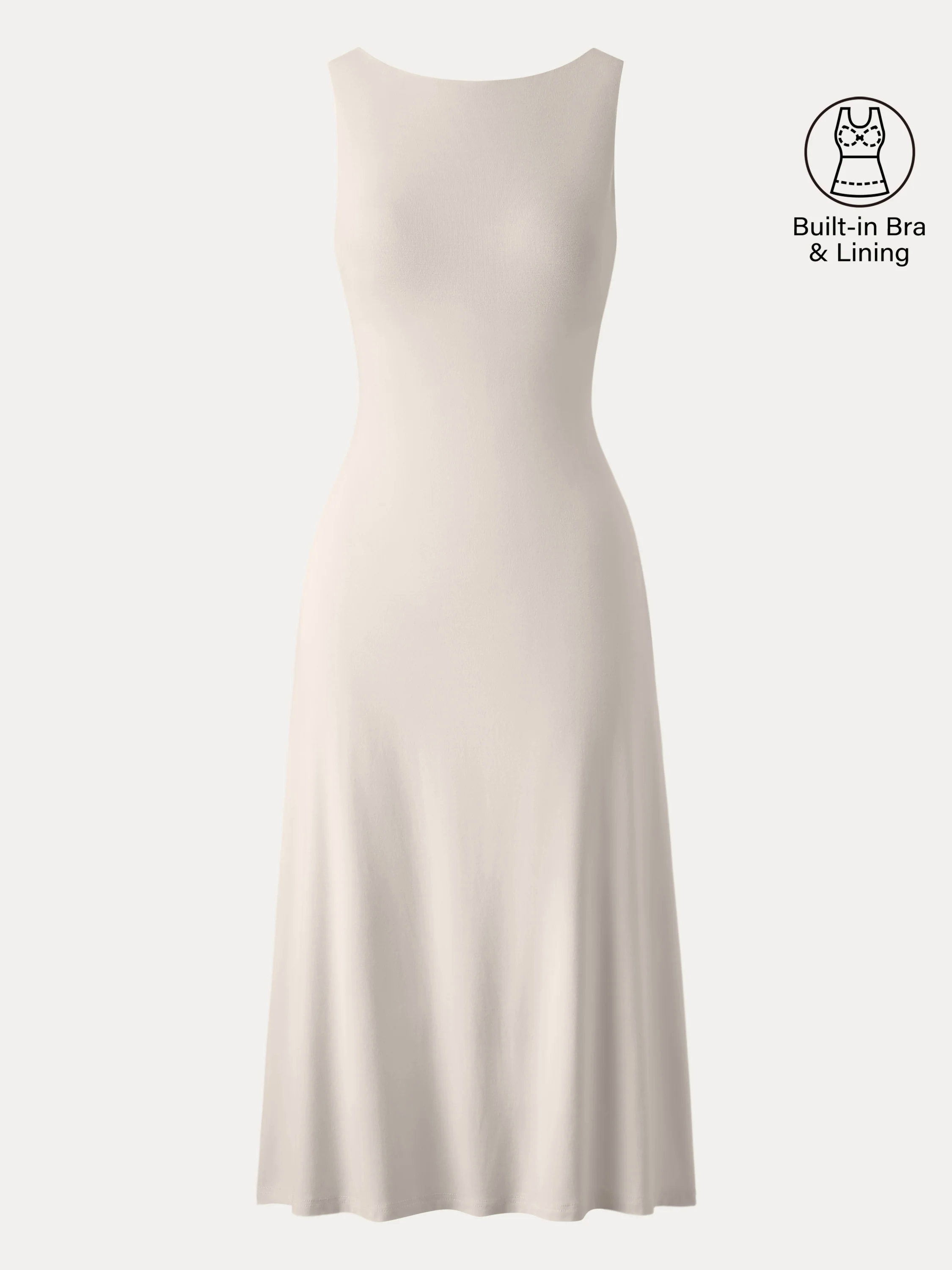 Classy Boatneck Open Back Bandless Midi Brami Dress