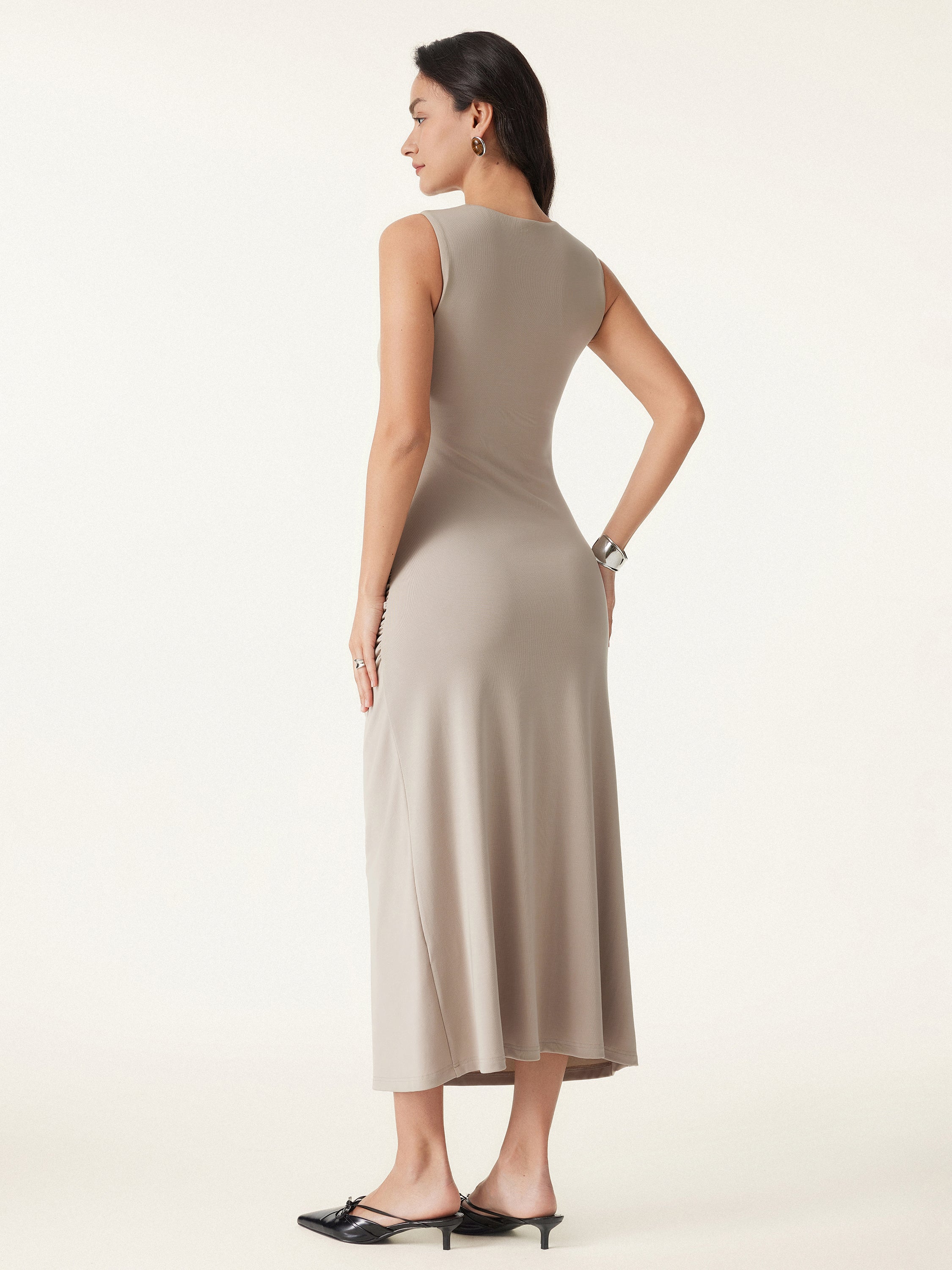 Side Ruched Midi Brami Dress Side Ruched Midi Brami Dress