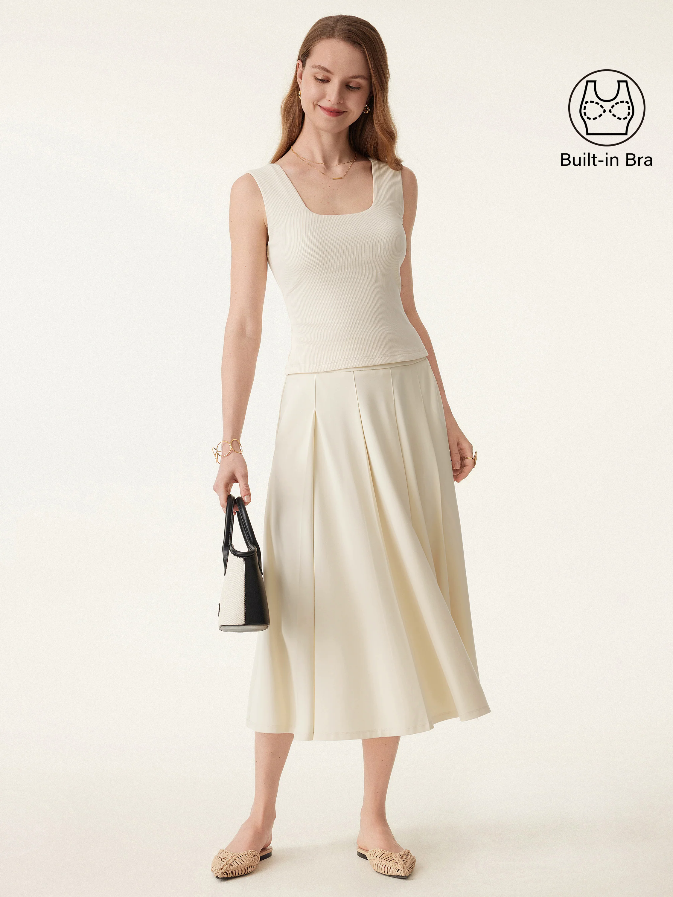 Stretch Cotton Wide Strap Ribbed Brami Tank