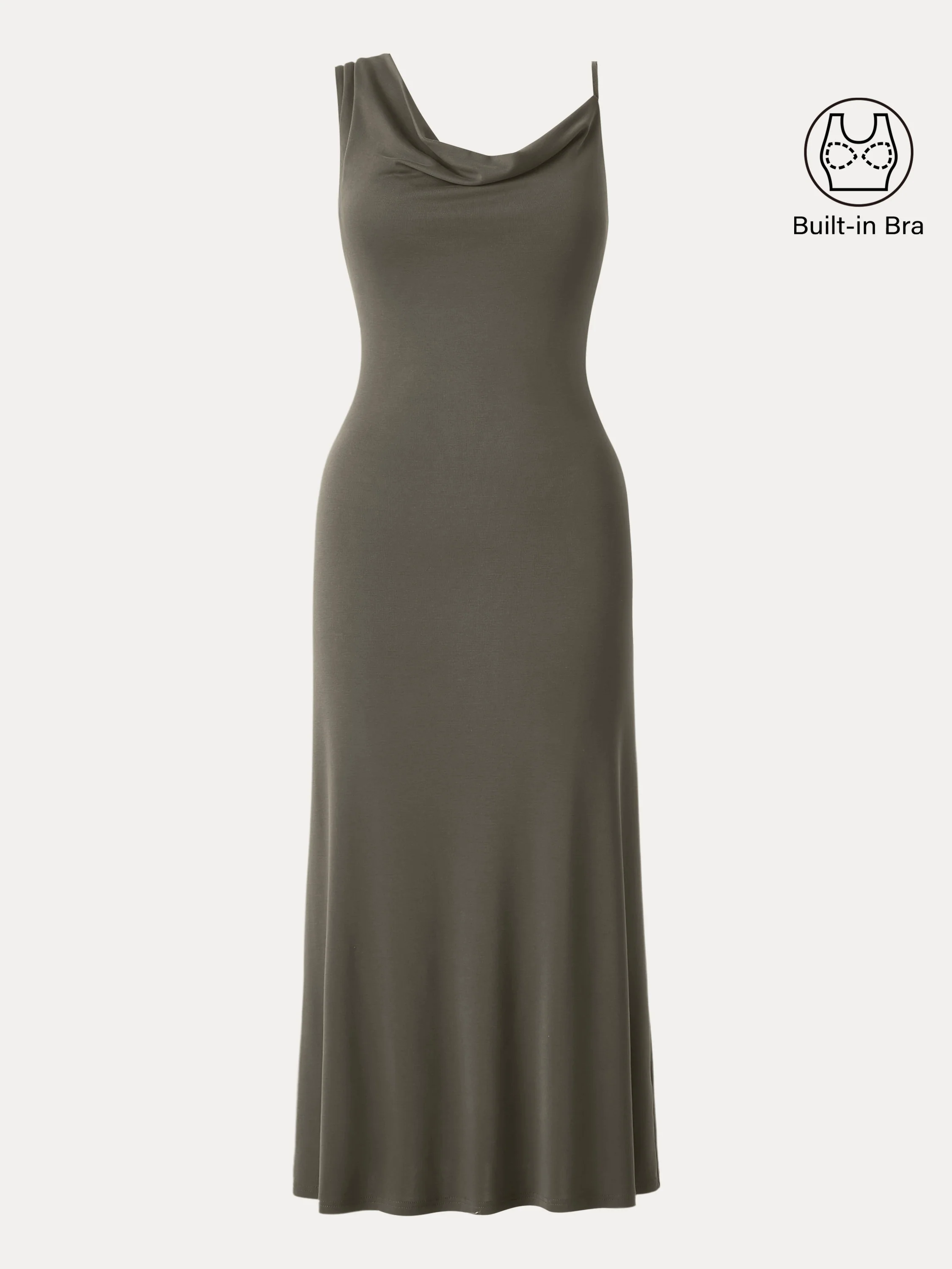 Sandwashed Asymmetrical Cowl Midi Brami Dress Sandwashed Asymmetrical Cowl Midi Brami Dress