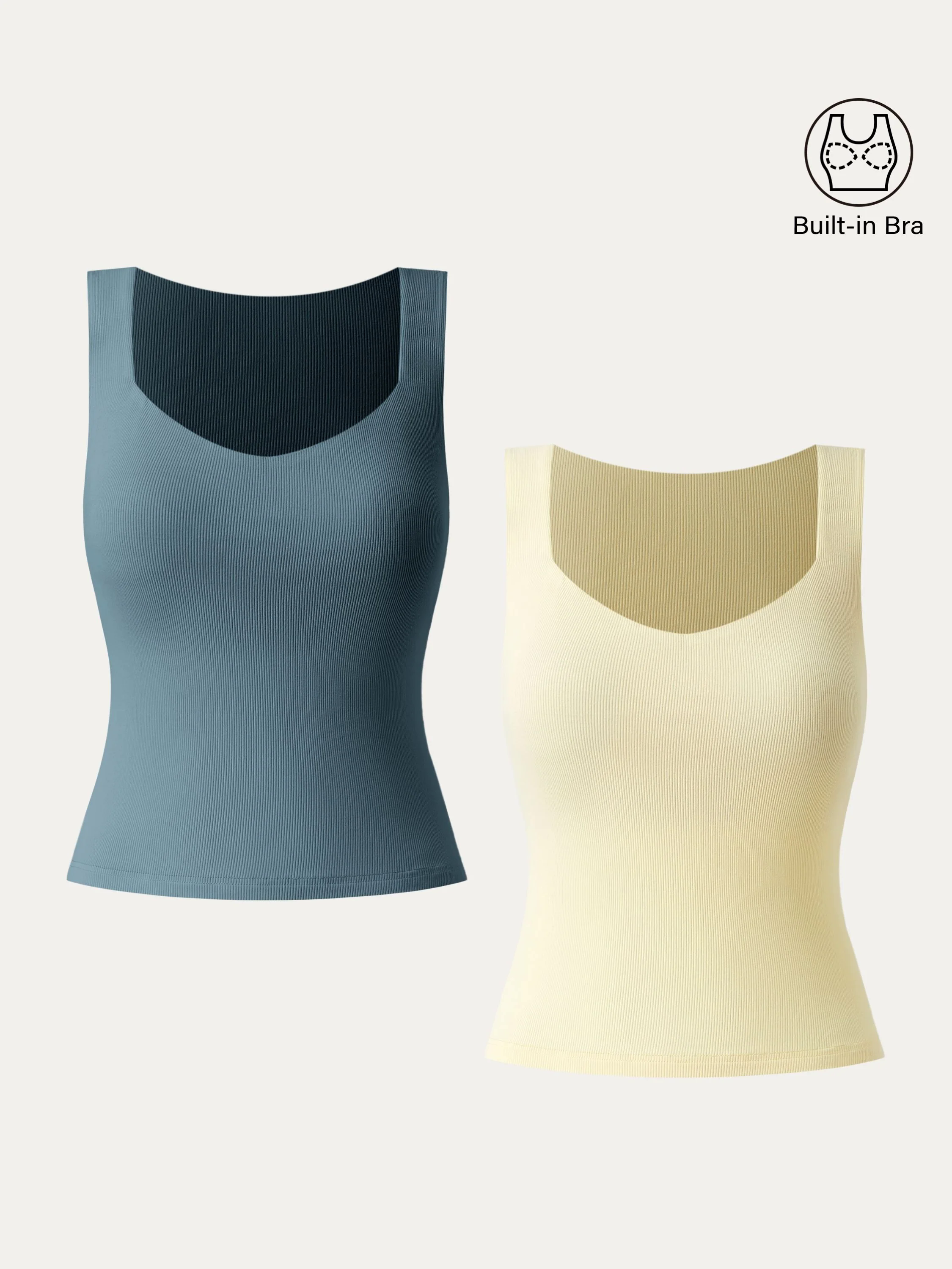Diamond Neck Ribbed New Airy Brami Tank Diamond Neck Ribbed New Airy Brami Tank
