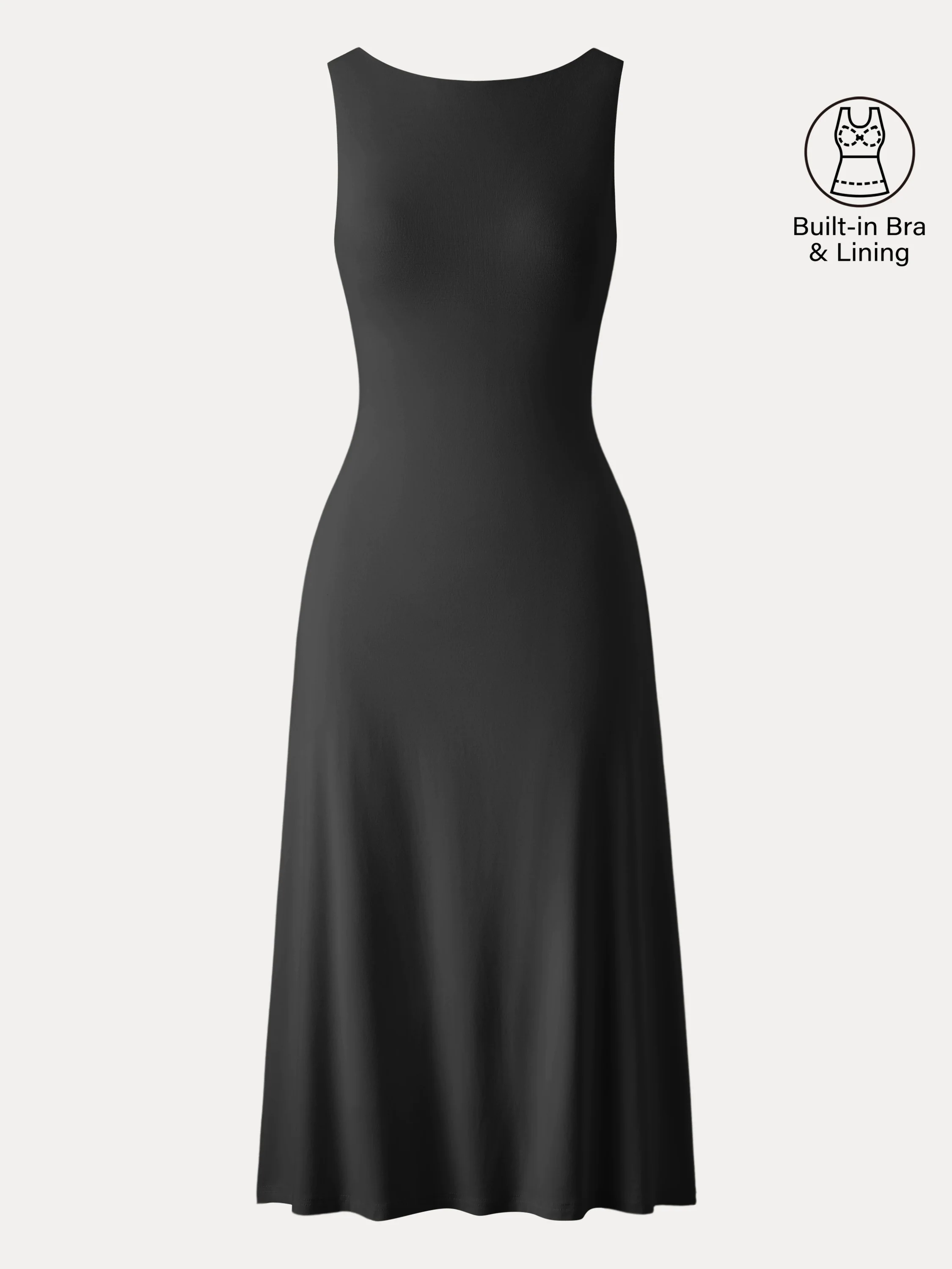 Classy Boatneck Open Back Bandless Midi Brami Dress
