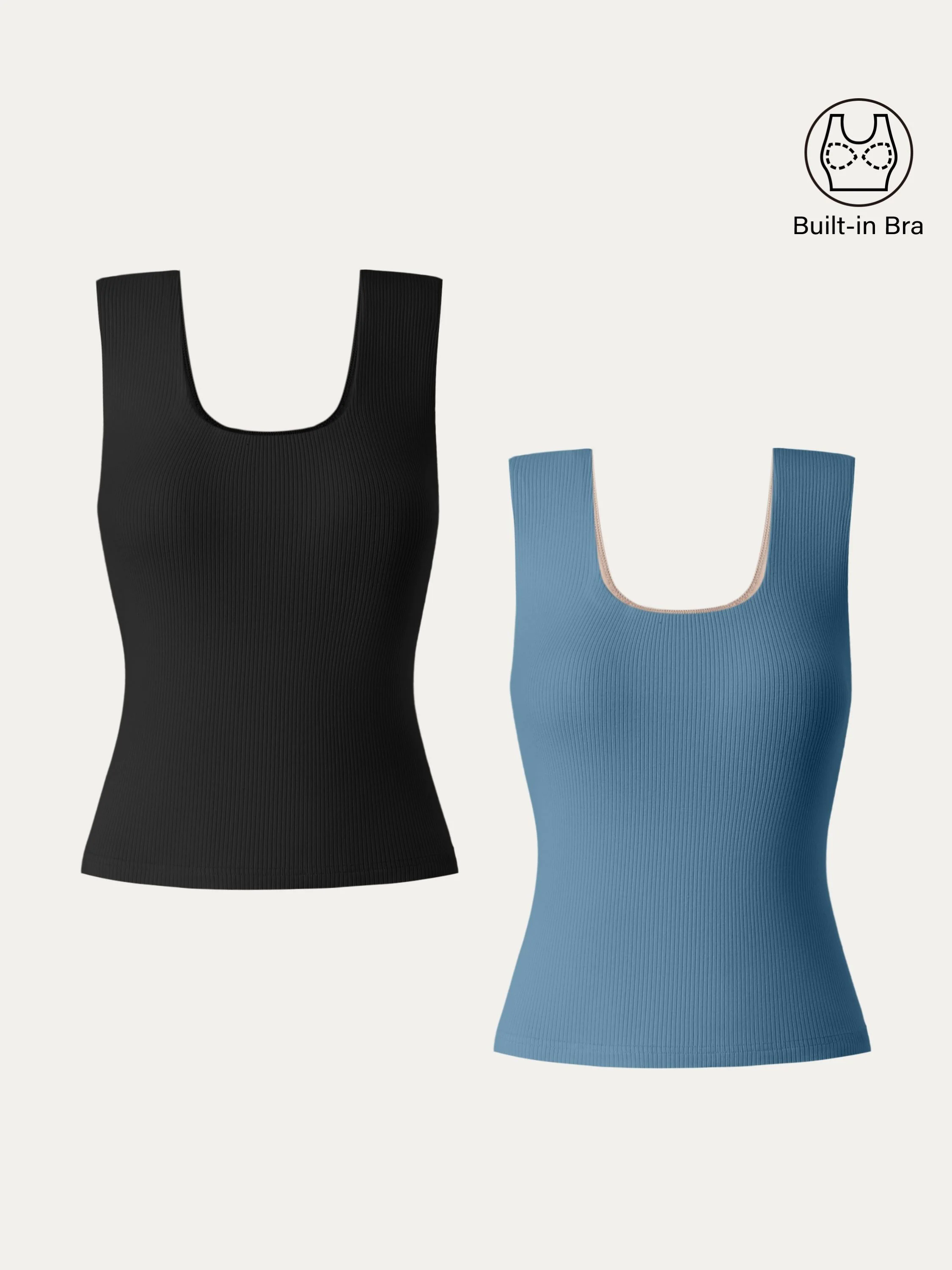 Stretch Cotton Wide Strap Ribbed Brami Tank Stretch Cotton Wide Strap Ribbed Brami Tank