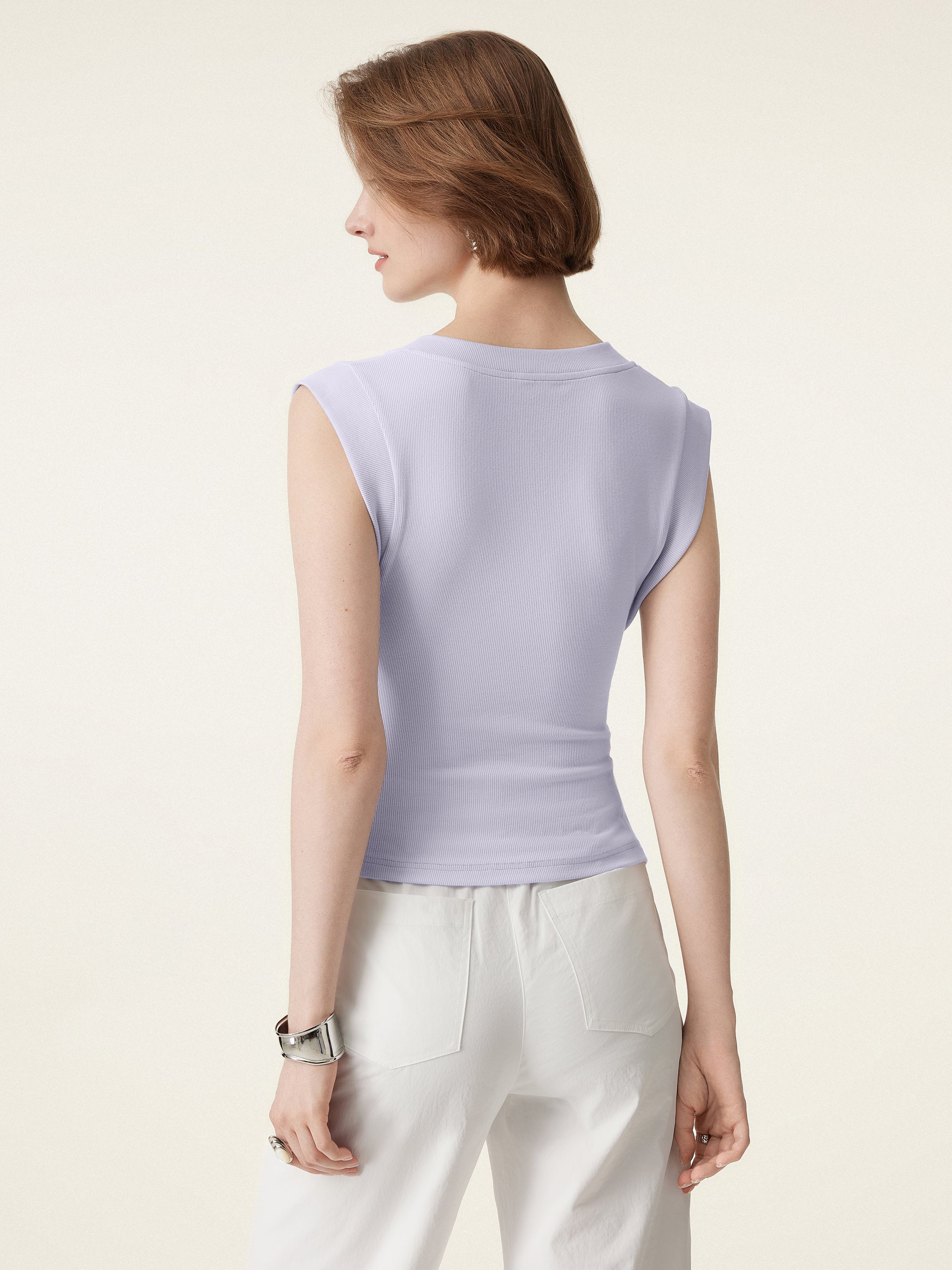 2Pcs Set Stretch Cotton V-neck Side Ruched Muscle Tee 2Pcs Set Stretch Cotton V-neck Side Ruched Muscle Tee