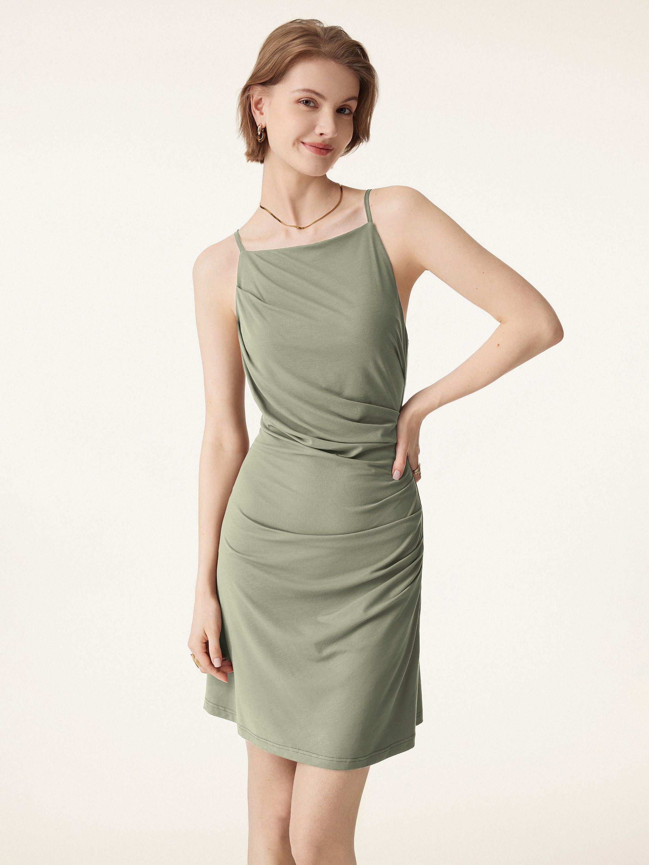 Tucked Mini Brami Dress with Adjustable Straps Tucked Mini Brami Dress with Adjustable Straps