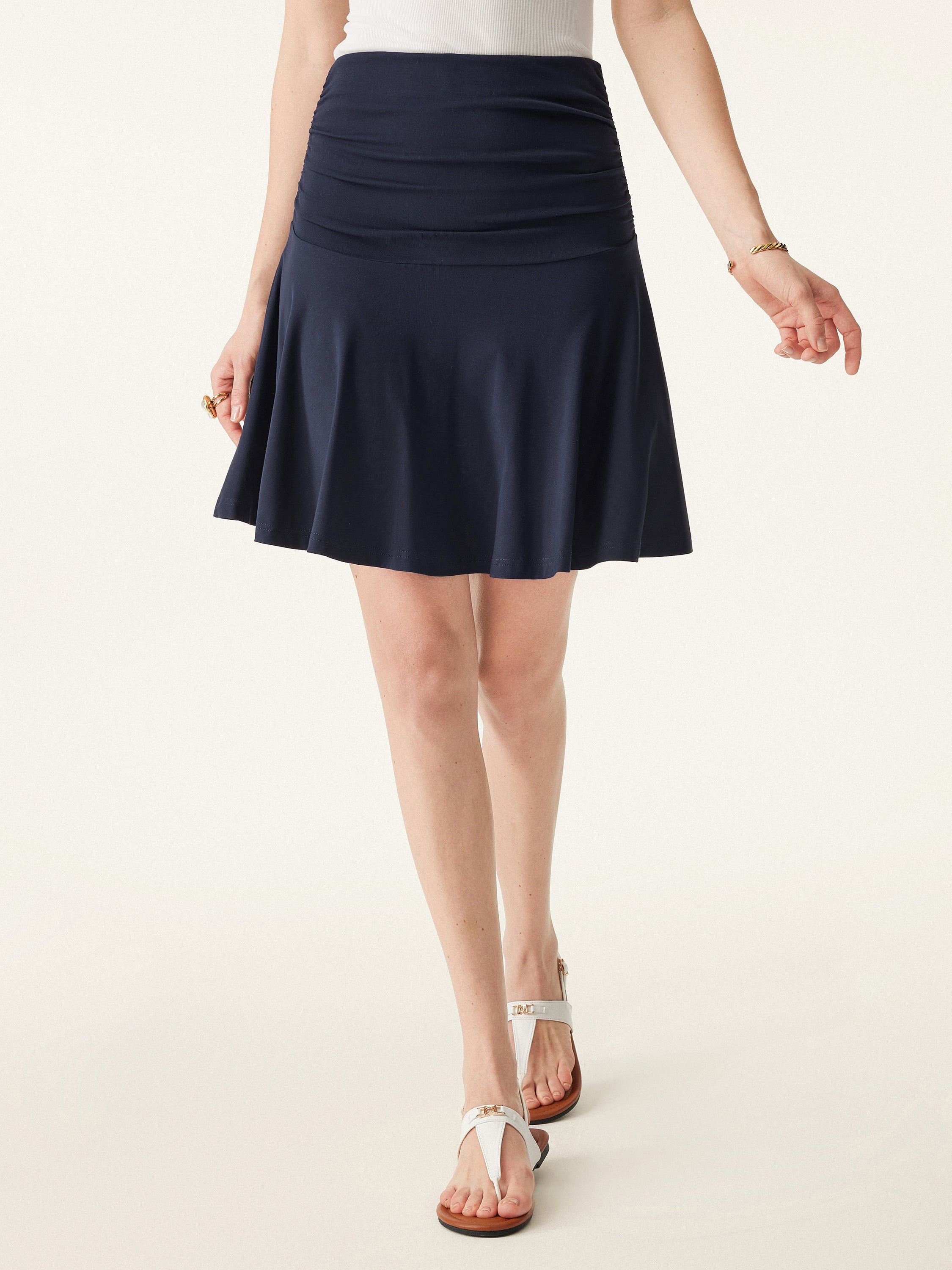 Essential Ruched Mini Circle Skirt with Lined Shorts Essential Ruched Mini Circle Skirt with Lined Shorts