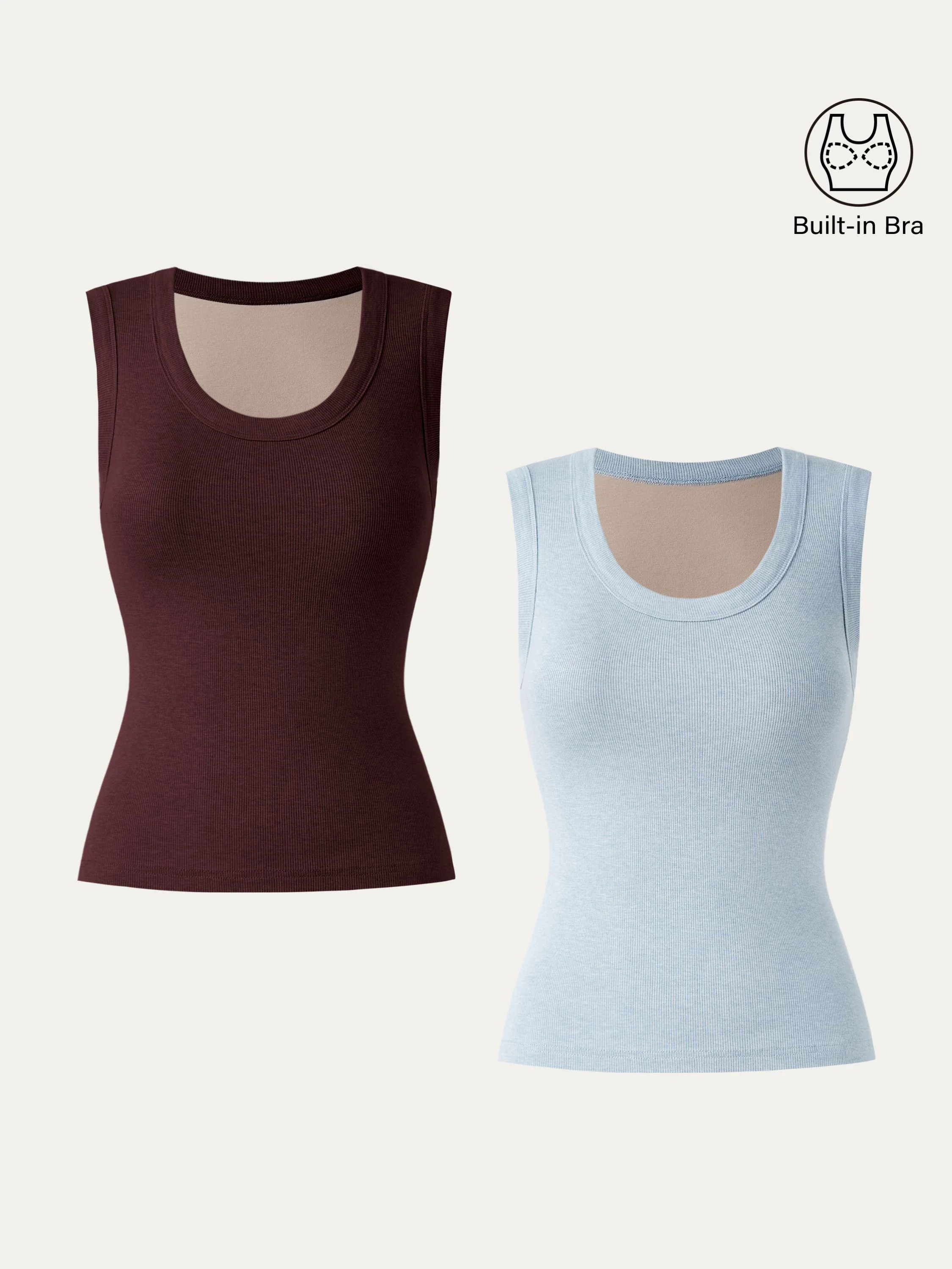 2Pcs Set Stretch Cotton Scoopneck New Airy Brami Tank
