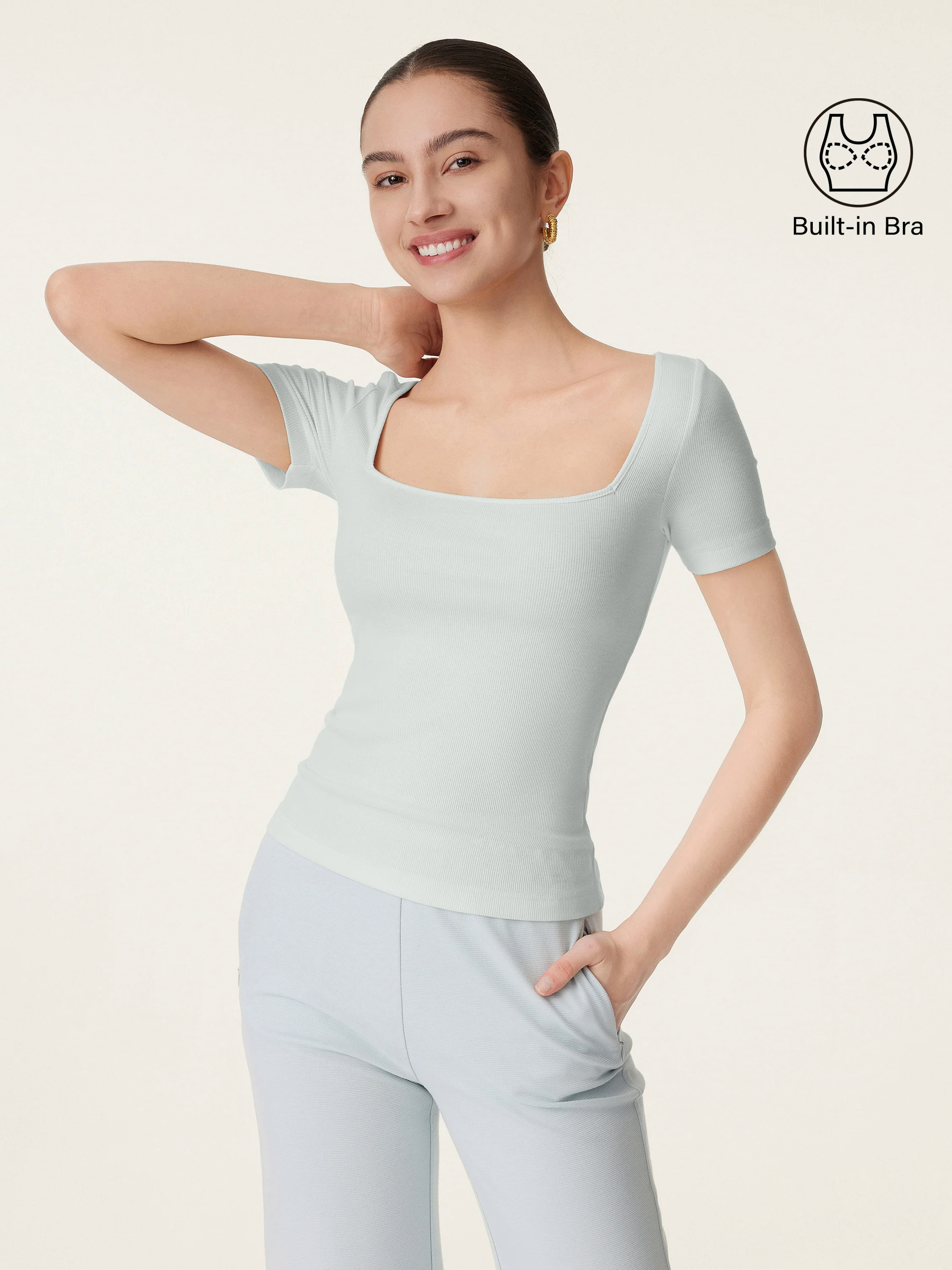 Square Neck Short Sleeve Cotton New Airy Brami