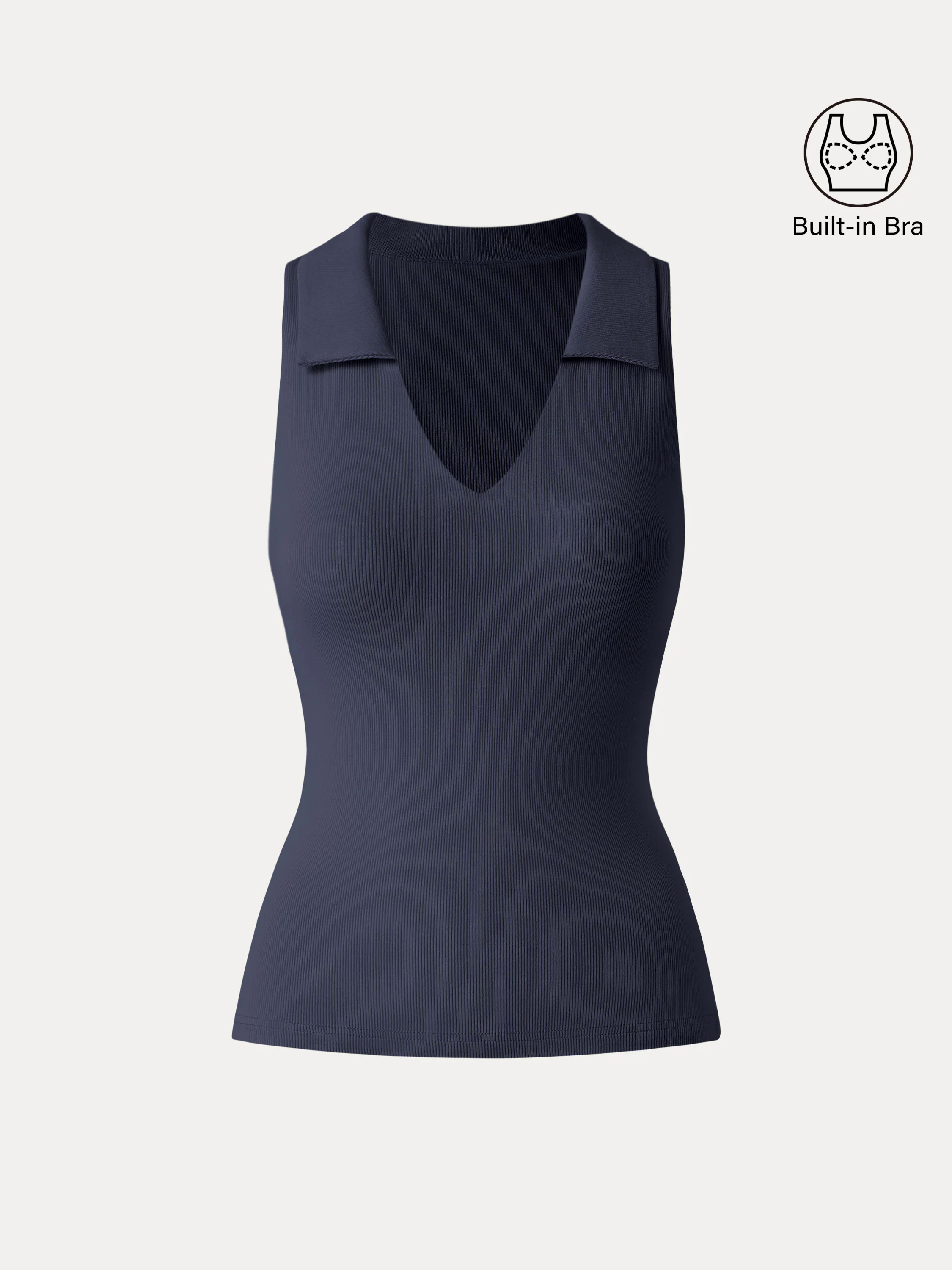 Stretch Cotton V-neck Collared Brami Top Stretch Cotton V-neck Collared Brami Top